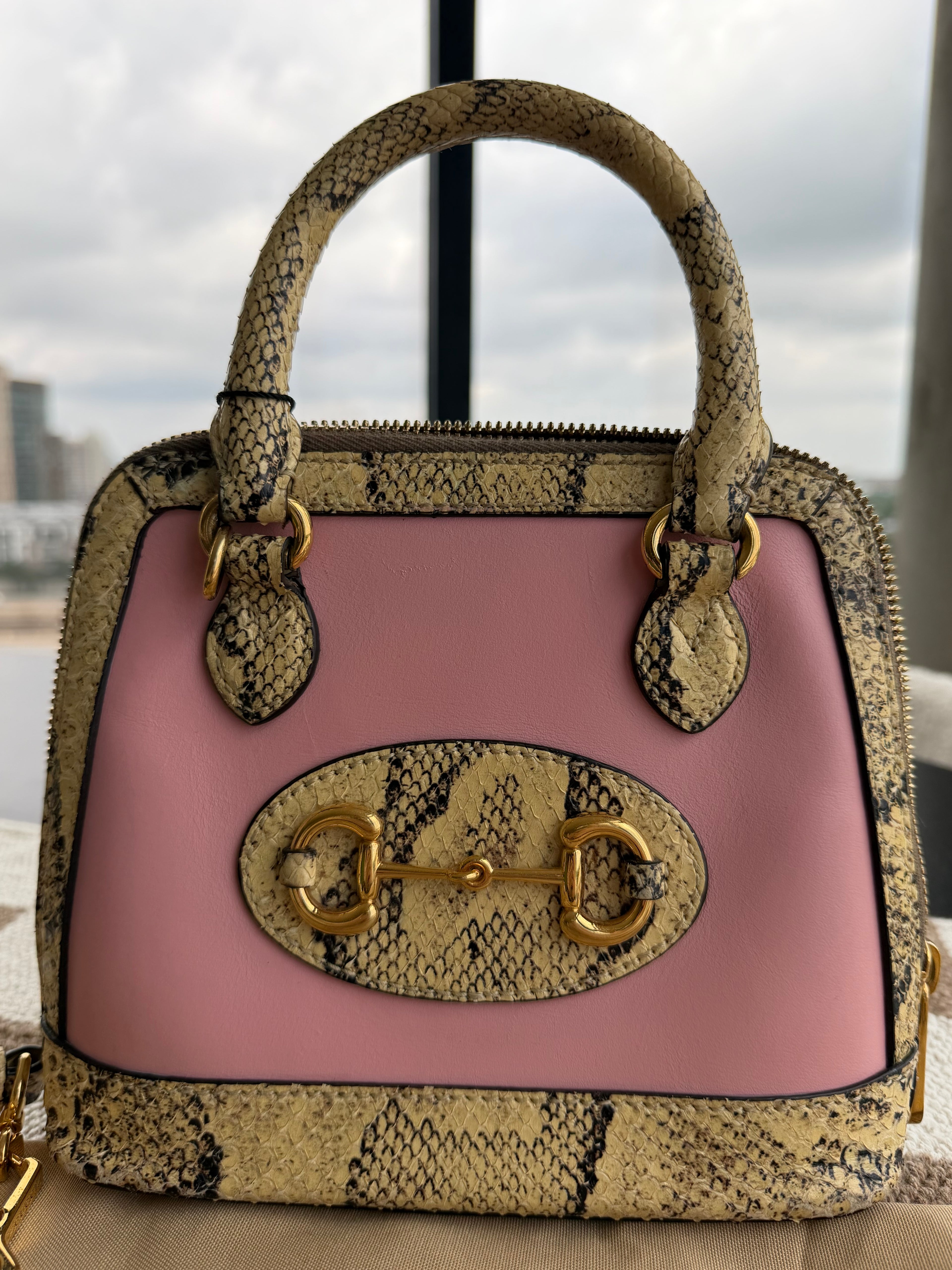 Gucci 1955 Horsebit Top Handle Bag – Limited Edition Python & Pink Leather