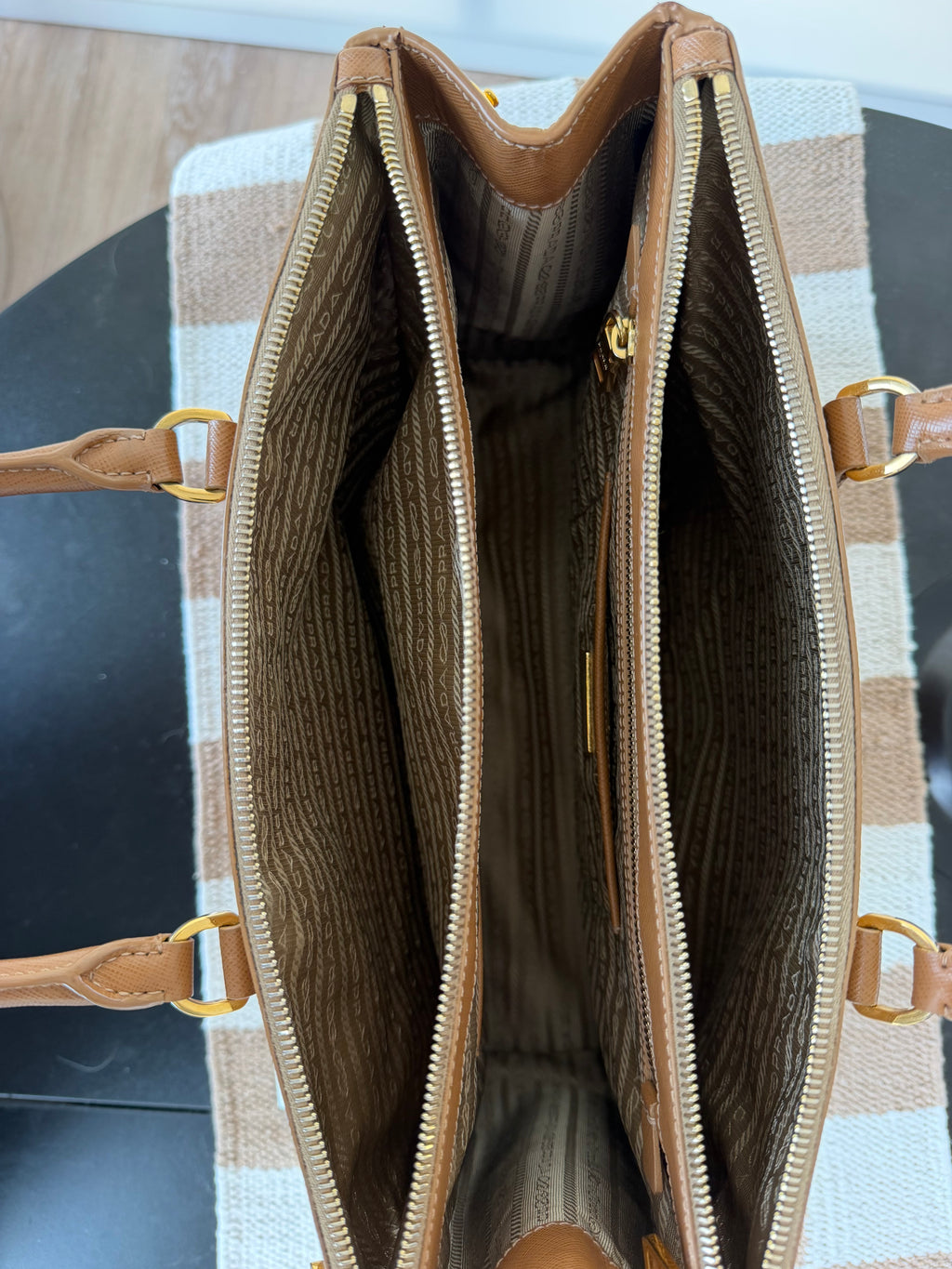 Prada Saffiano Lux Double Zip Executive Tote