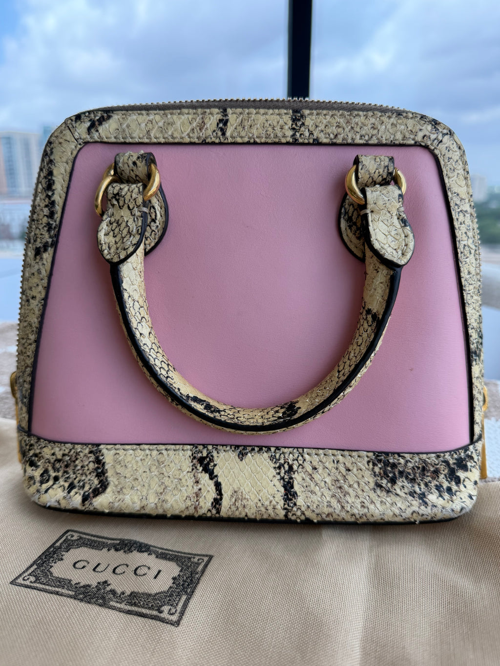 Gucci 1955 Horsebit Top Handle Bag – Limited Edition Python & Pink Leather