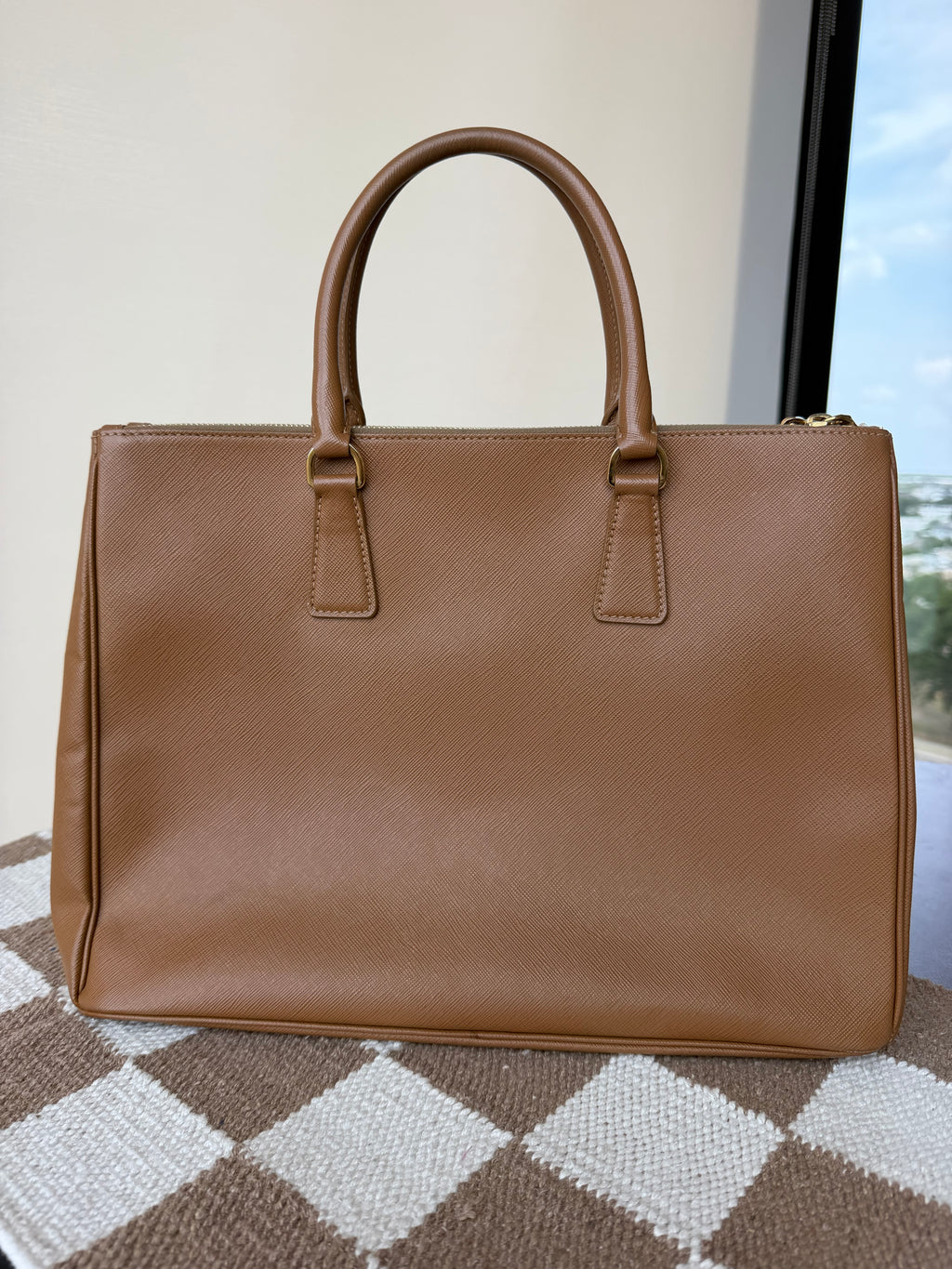 Prada Saffiano Lux Double Zip Executive Tote