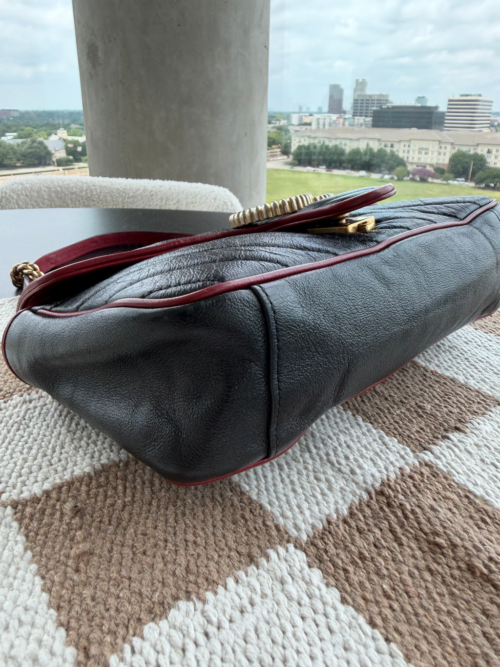 Gucci Vintage Effect Calfskin Matelassé GG Marmont Shoulder Bag