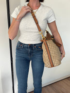 Gucci Raina Medium Tote GG Supreme Canvas Web Strip