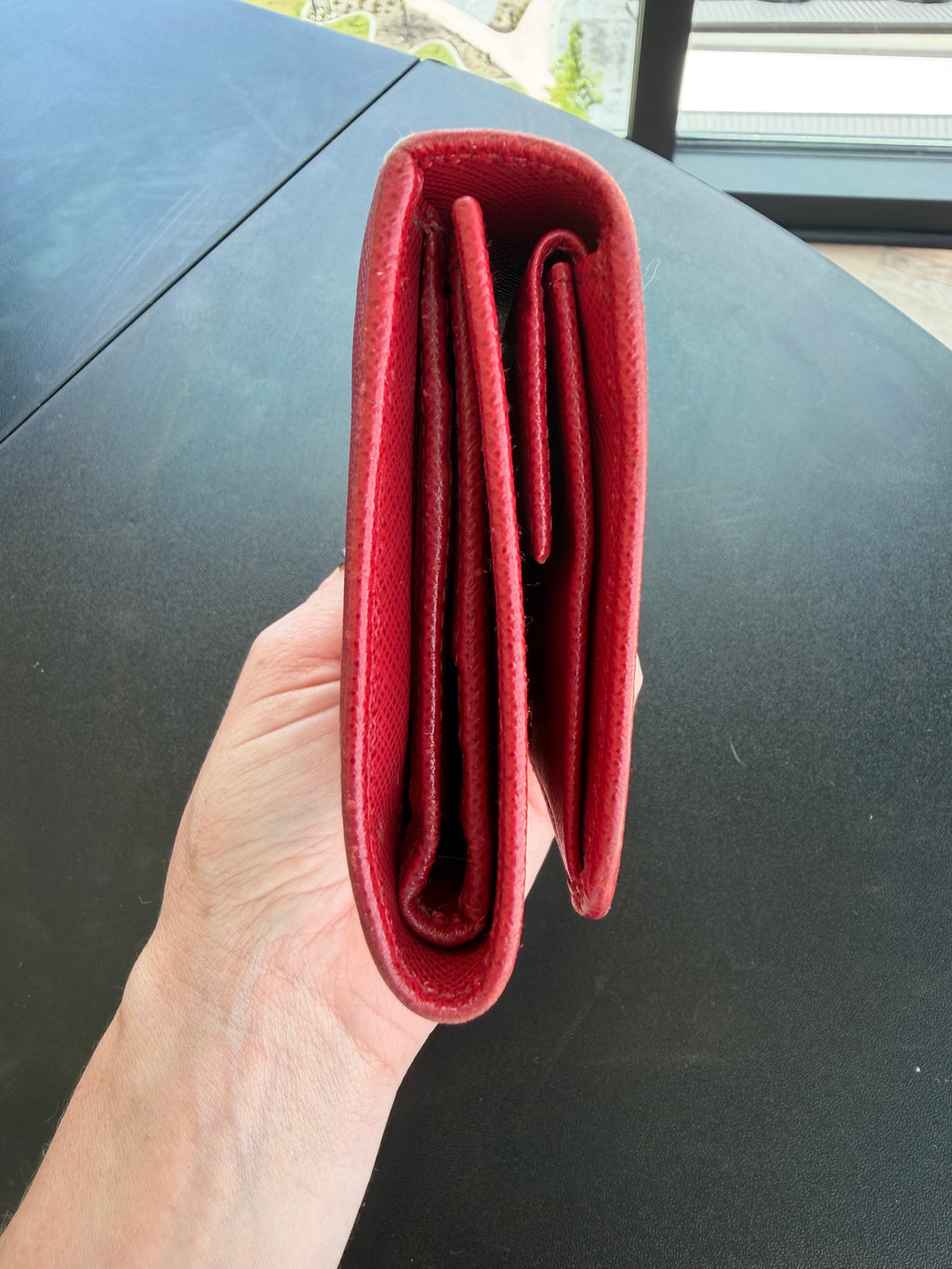 Prada Red Saffiano Leather Wallet