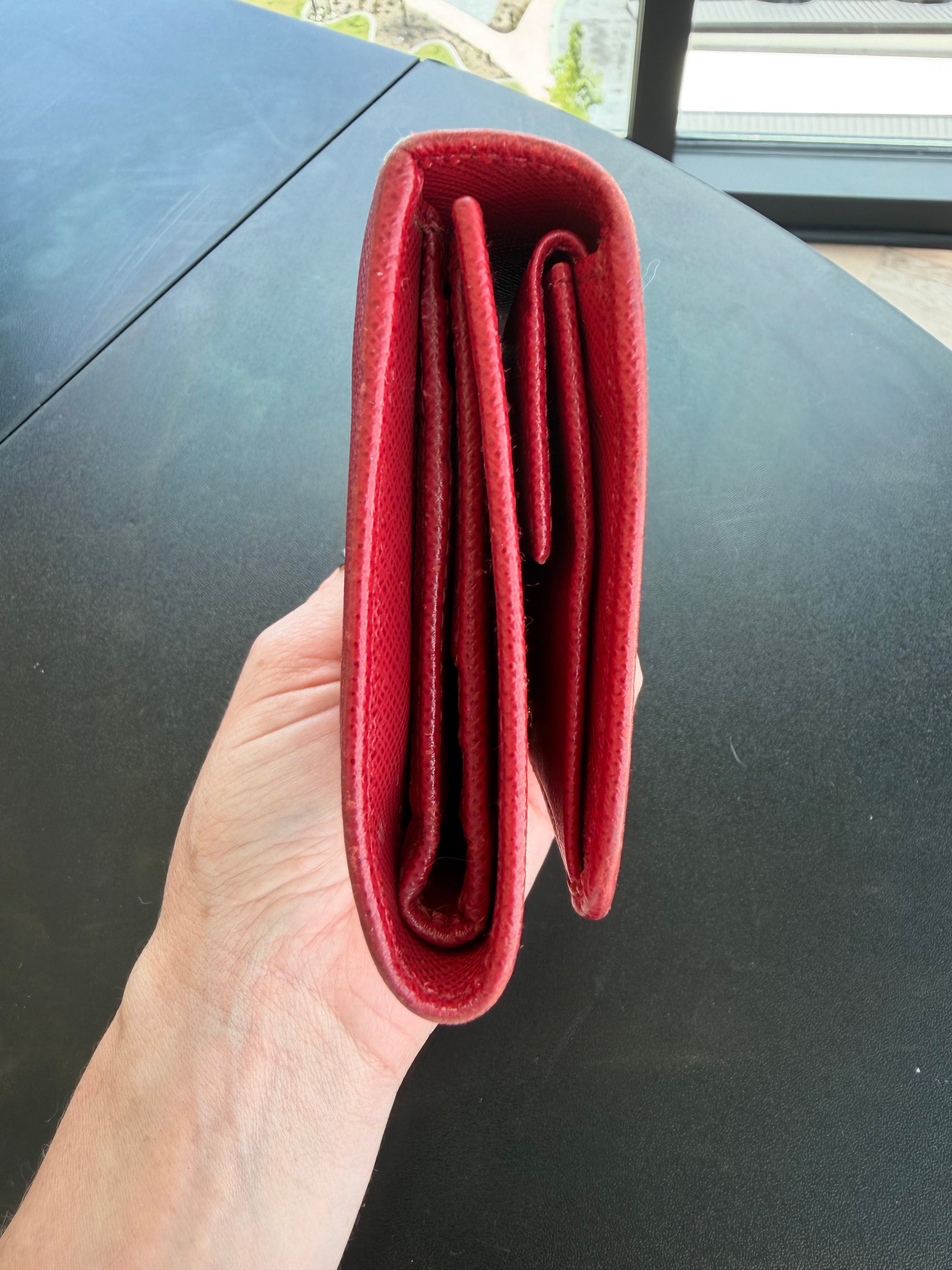 Prada Red Saffiano Leather Wallet