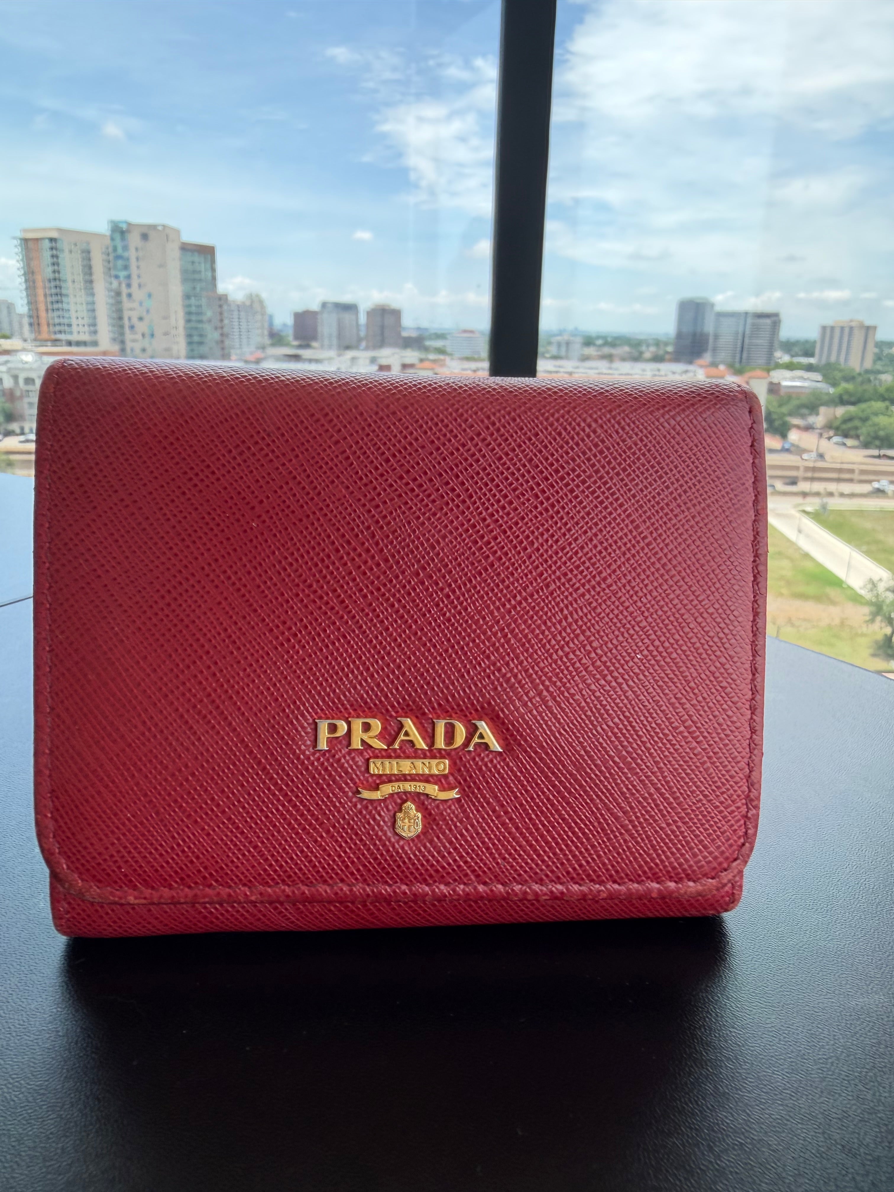 Prada Red Saffiano Leather Wallet