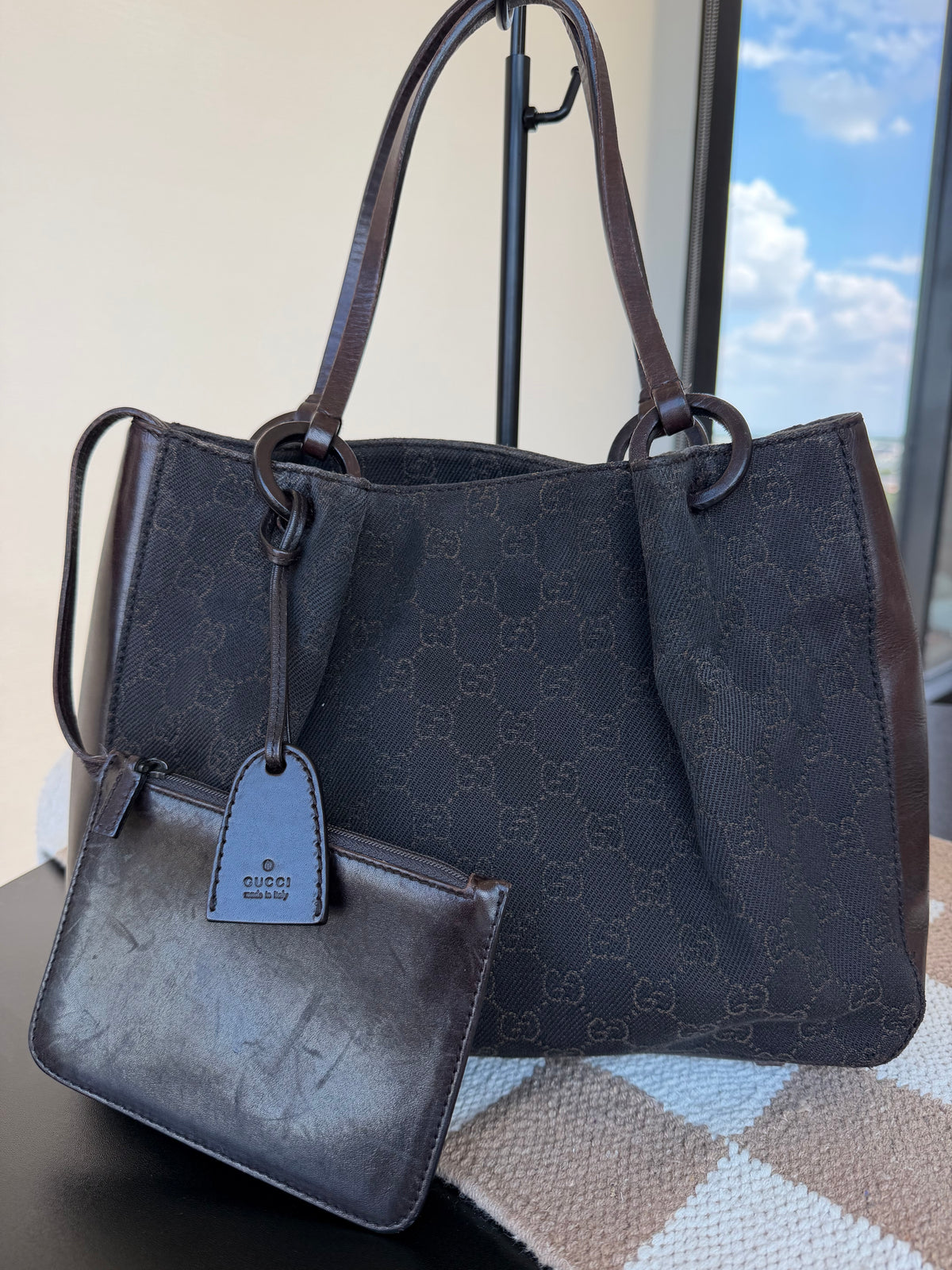 Gucci Vintage GG Monogram Tote w/ Pouch