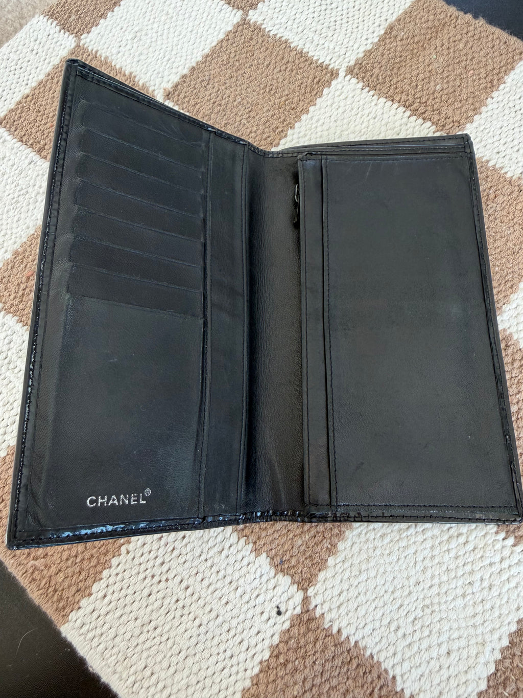 Chanel Black Patent Leather Long Wallet