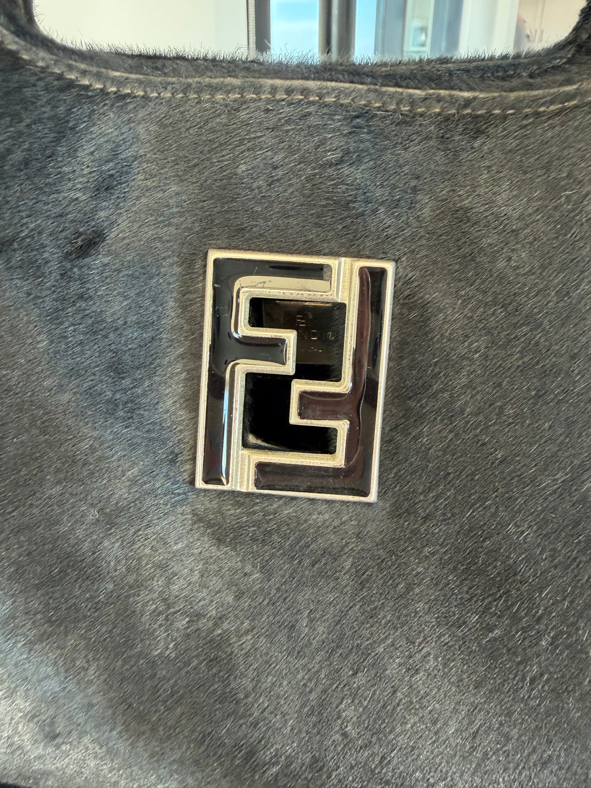 Fendi Vintage Black Pony Hair Shoulder Bag