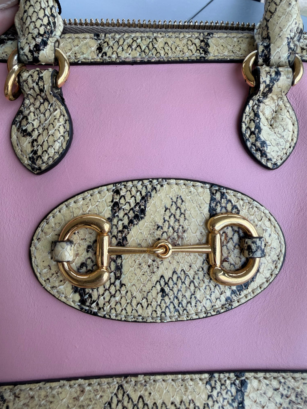 Gucci 1955 Horsebit Top Handle Bag – Limited Edition Python & Pink Leather