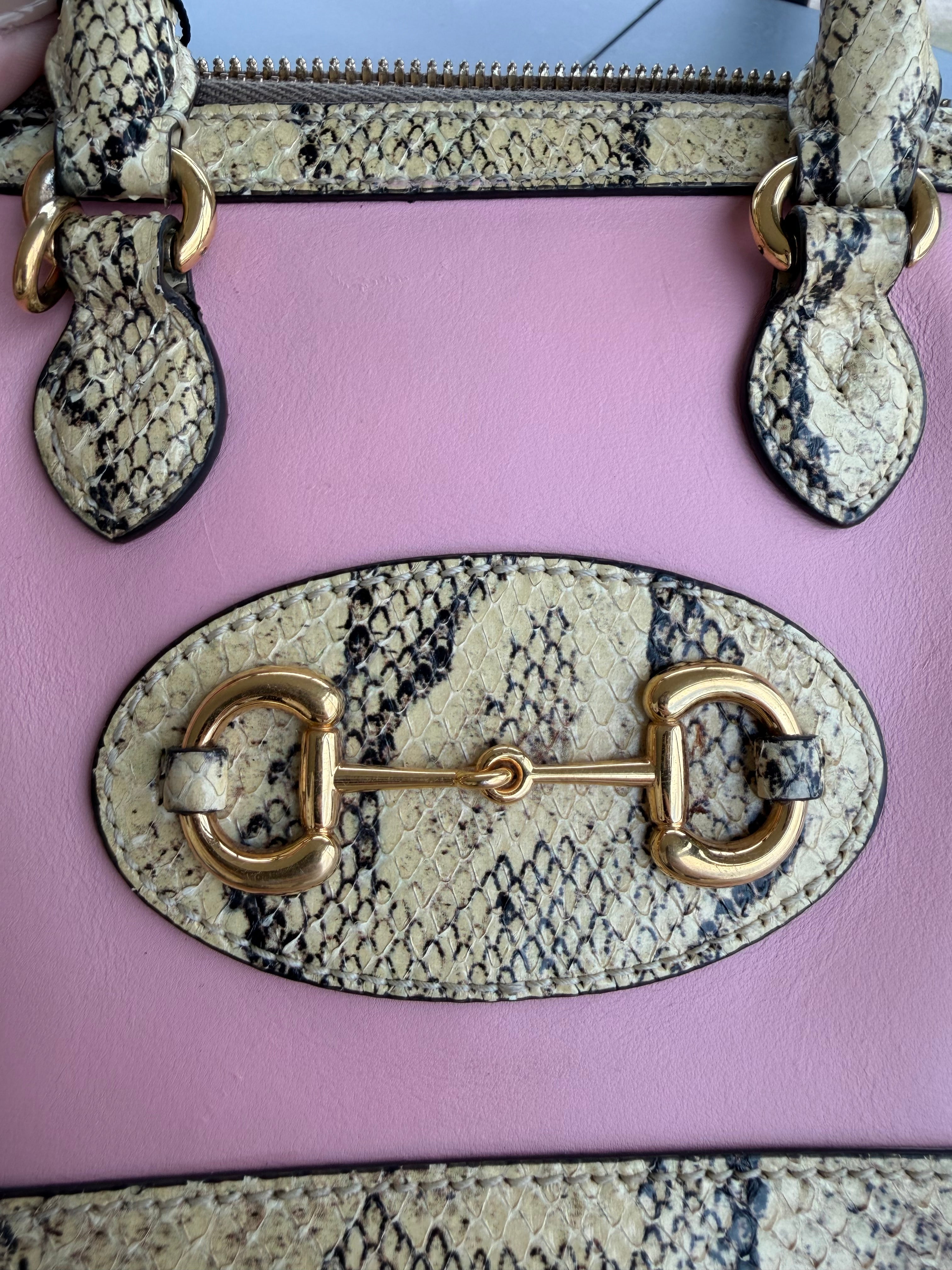 Gucci 1955 Horsebit Top Handle Bag – Limited Edition Python & Pink Leather