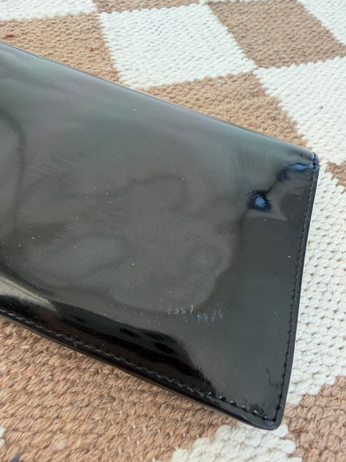 Chanel Black Patent Leather Long Wallet