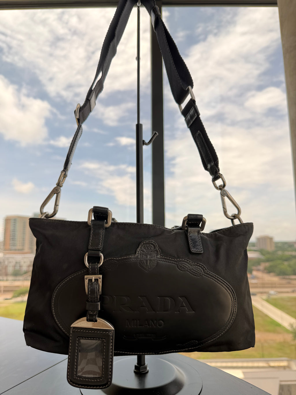 Prada Milano Nylon & Leather Top Handle/ Crossbody Bag