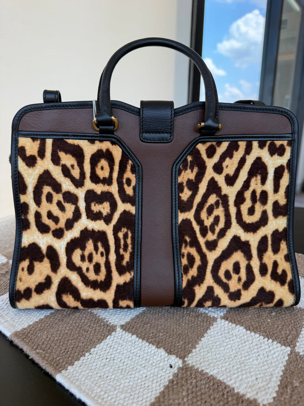 Yves Saint Laurent Leopard Pony Hair Cabas Tote
