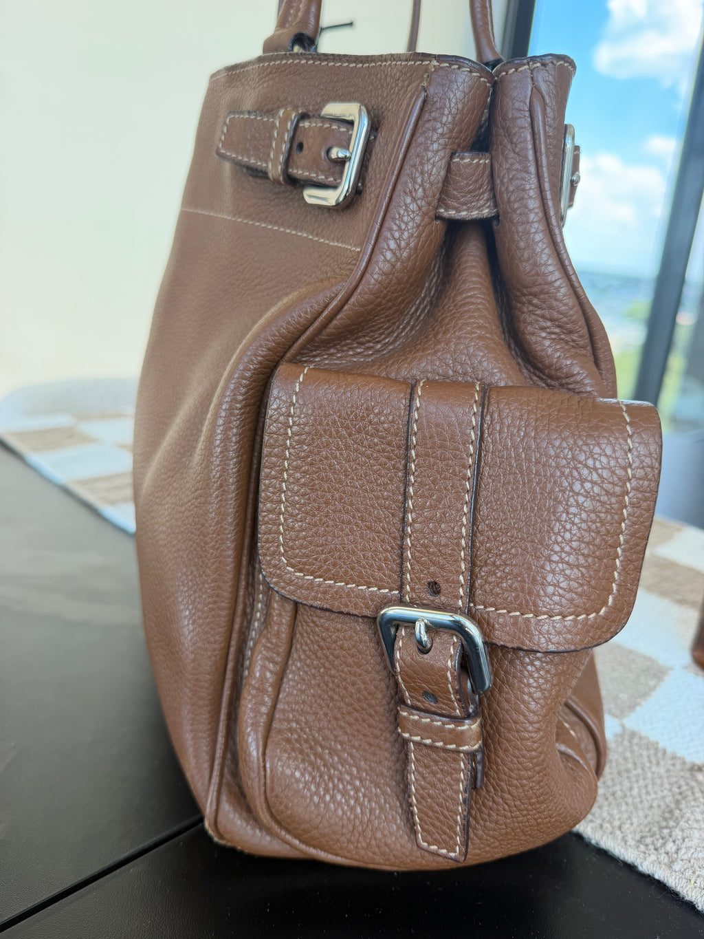 Prada Vitello Daino Leather Shoulder Tote