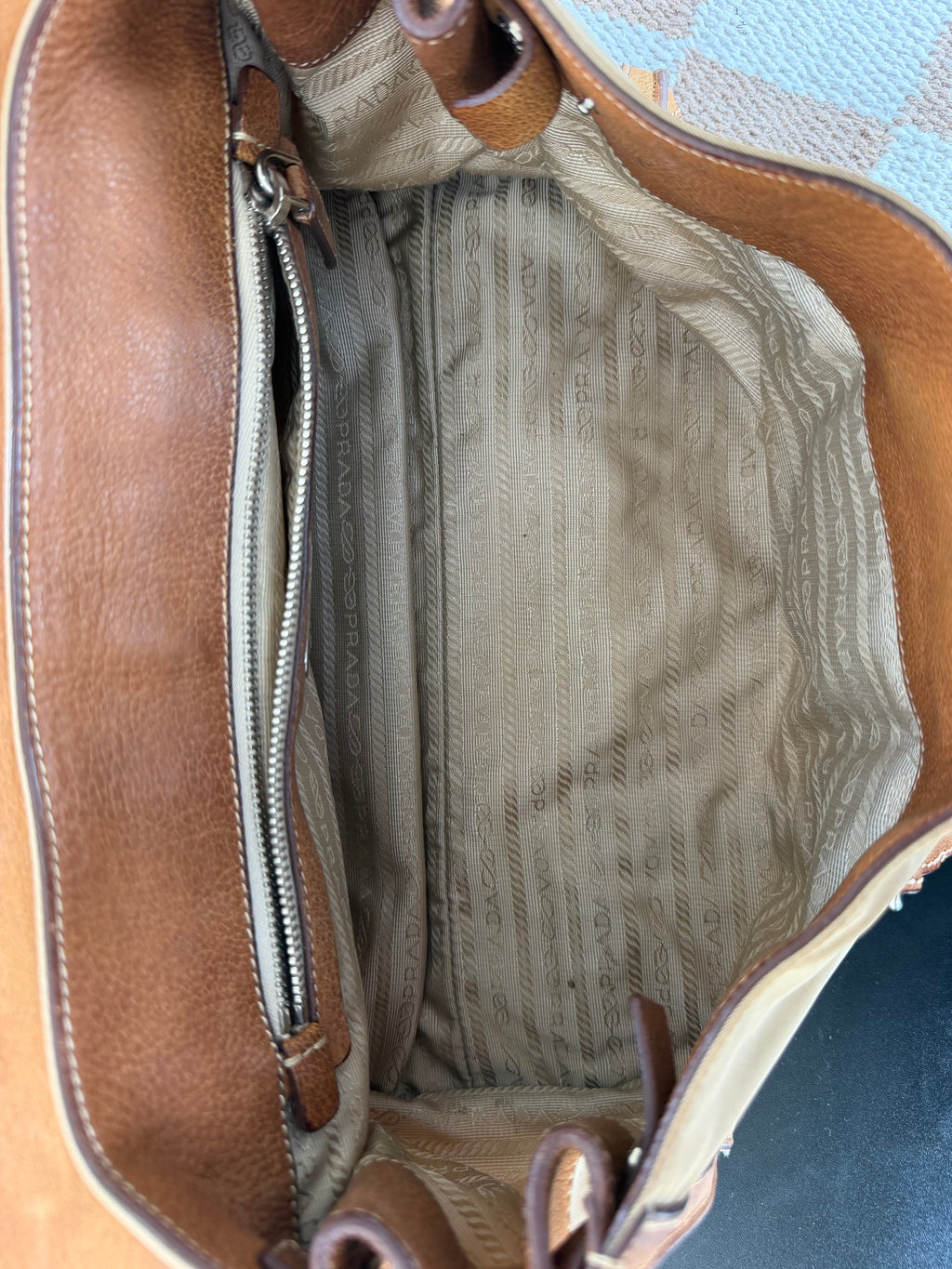 Prada Vintage Tessuto Nylon Vitello Foldover Satchel