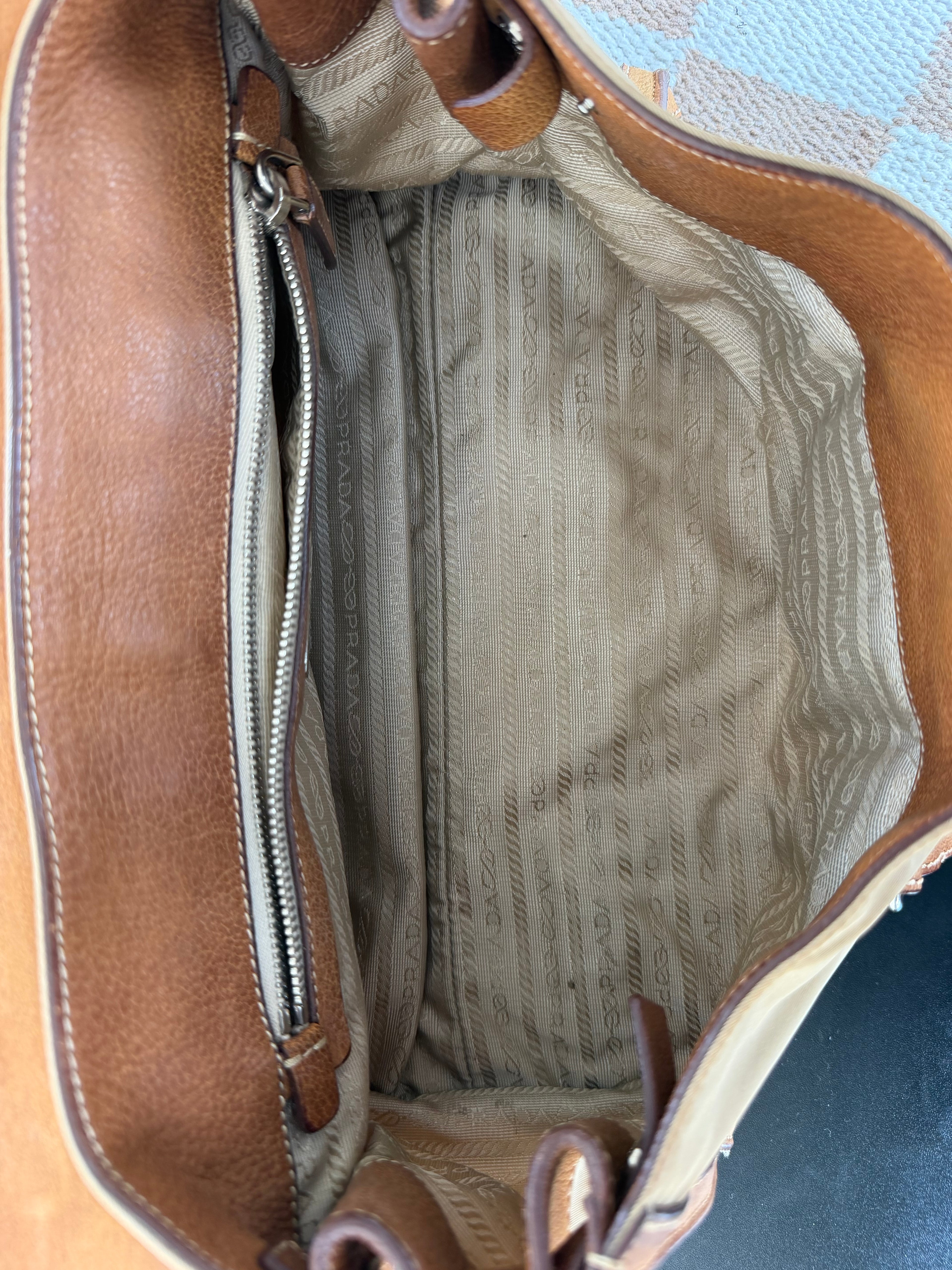 Prada Vintage Tessuto Nylon Vitello Foldover Satchel