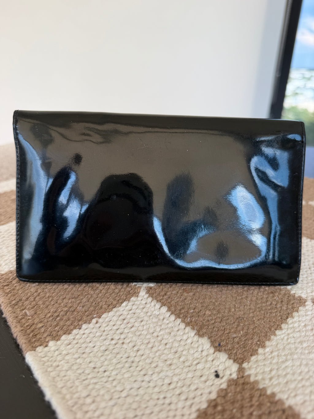 Chanel Black Patent Leather Long Wallet