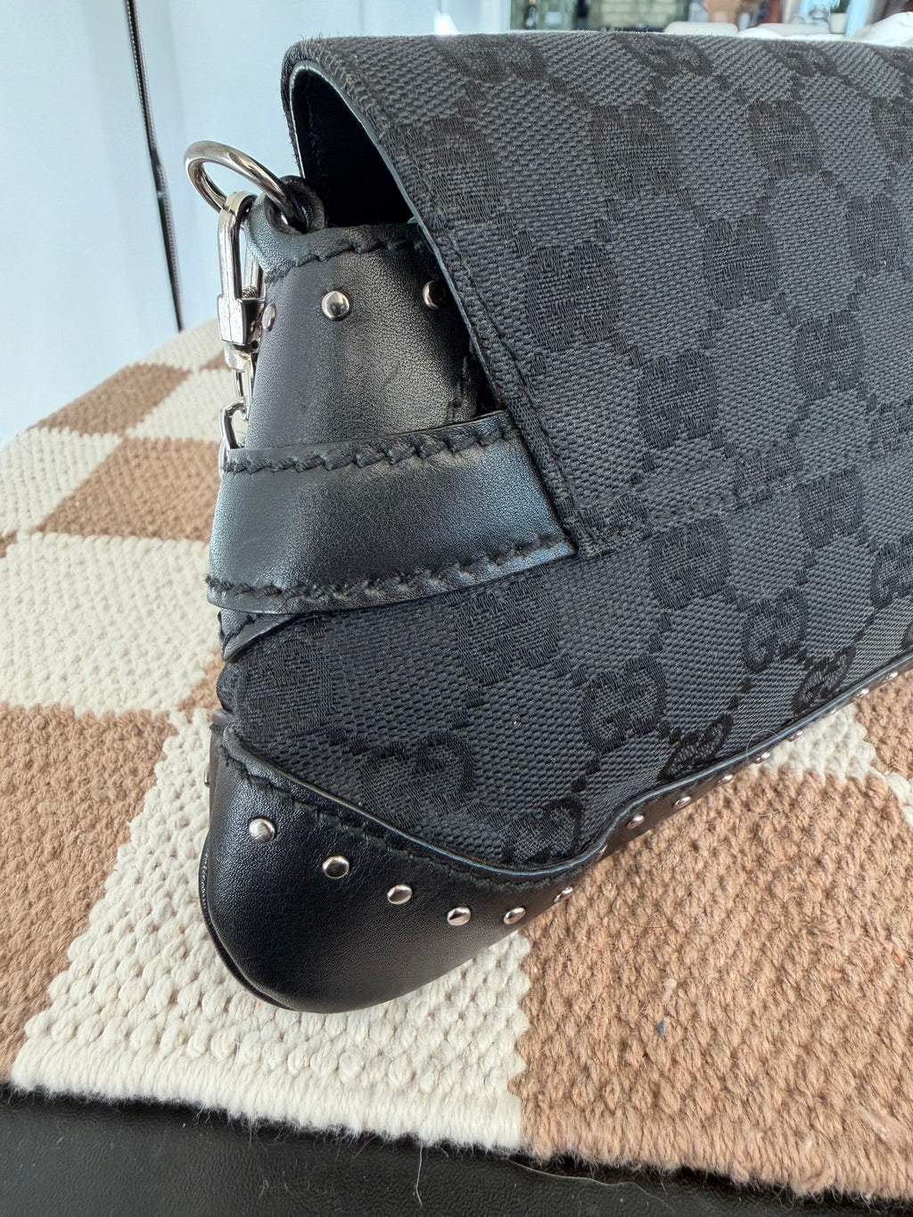 Gucci Horsebit GG Canvas Shoulder Bag