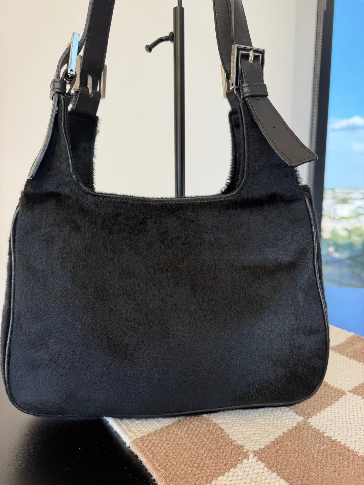 Fendi Vintage Black Pony Hair Shoulder Bag
