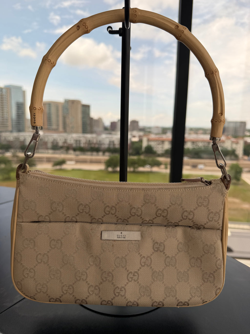 SOLD - Gucci Vintage GG Canvas Bamboo Handle