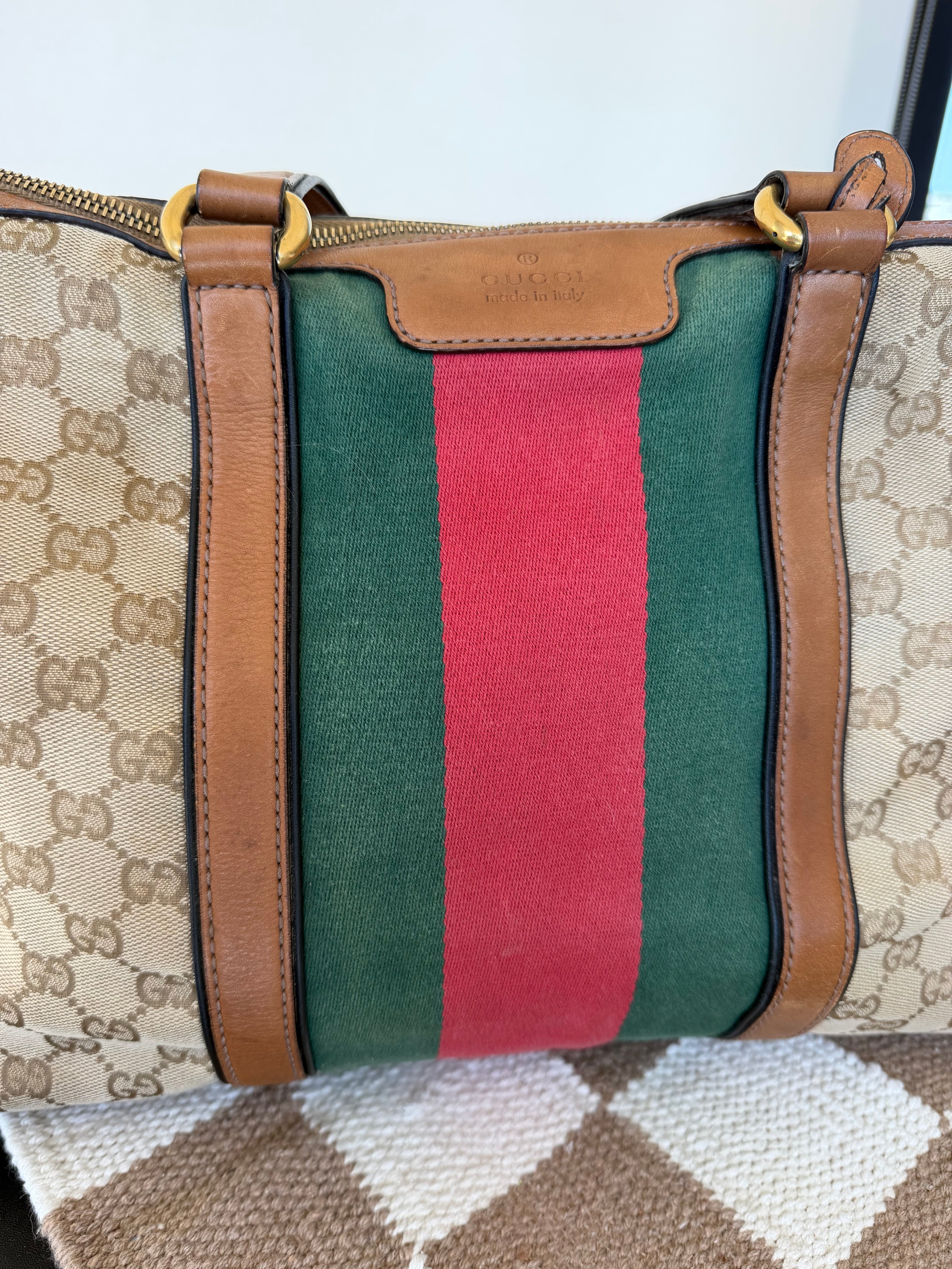 Gucci Raina Medium Tote GG Supreme Canvas Web Strip