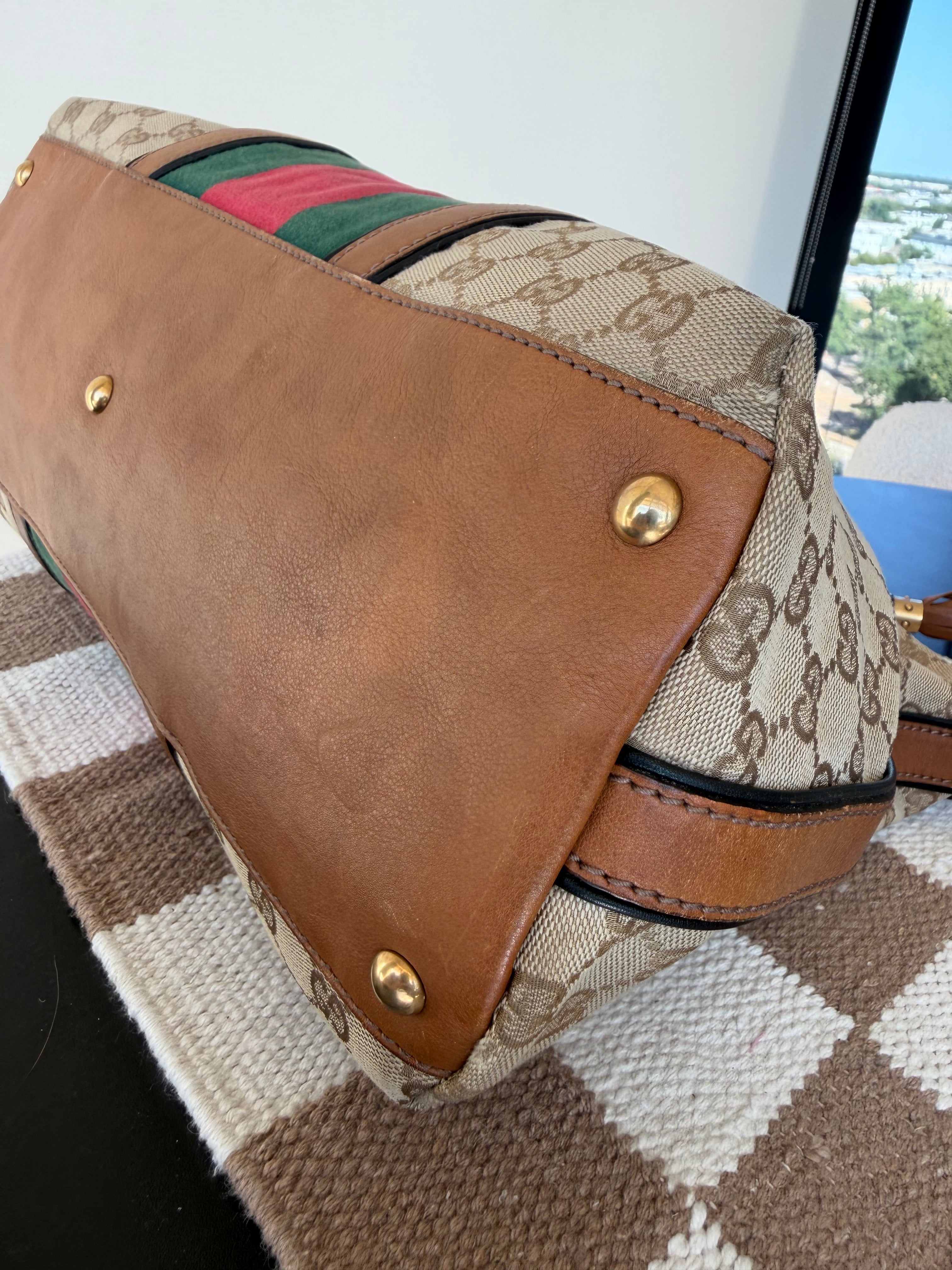 Gucci Raina Medium Tote GG Supreme Canvas Web Strip
