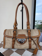 Prada Vintage Tessuto Nylon Vitello Foldover Satchel