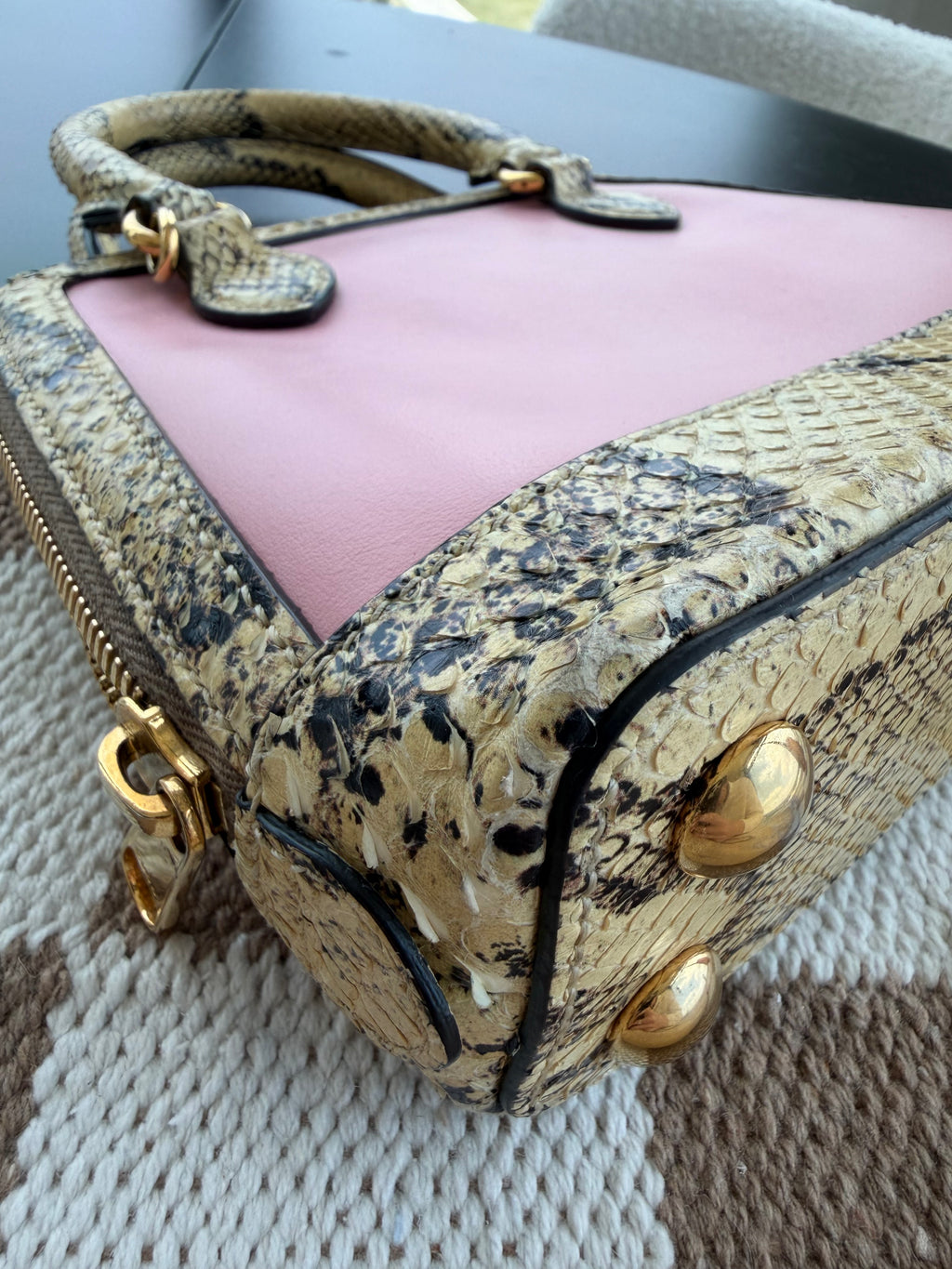 Gucci 1955 Horsebit Top Handle Bag – Limited Edition Python & Pink Leather