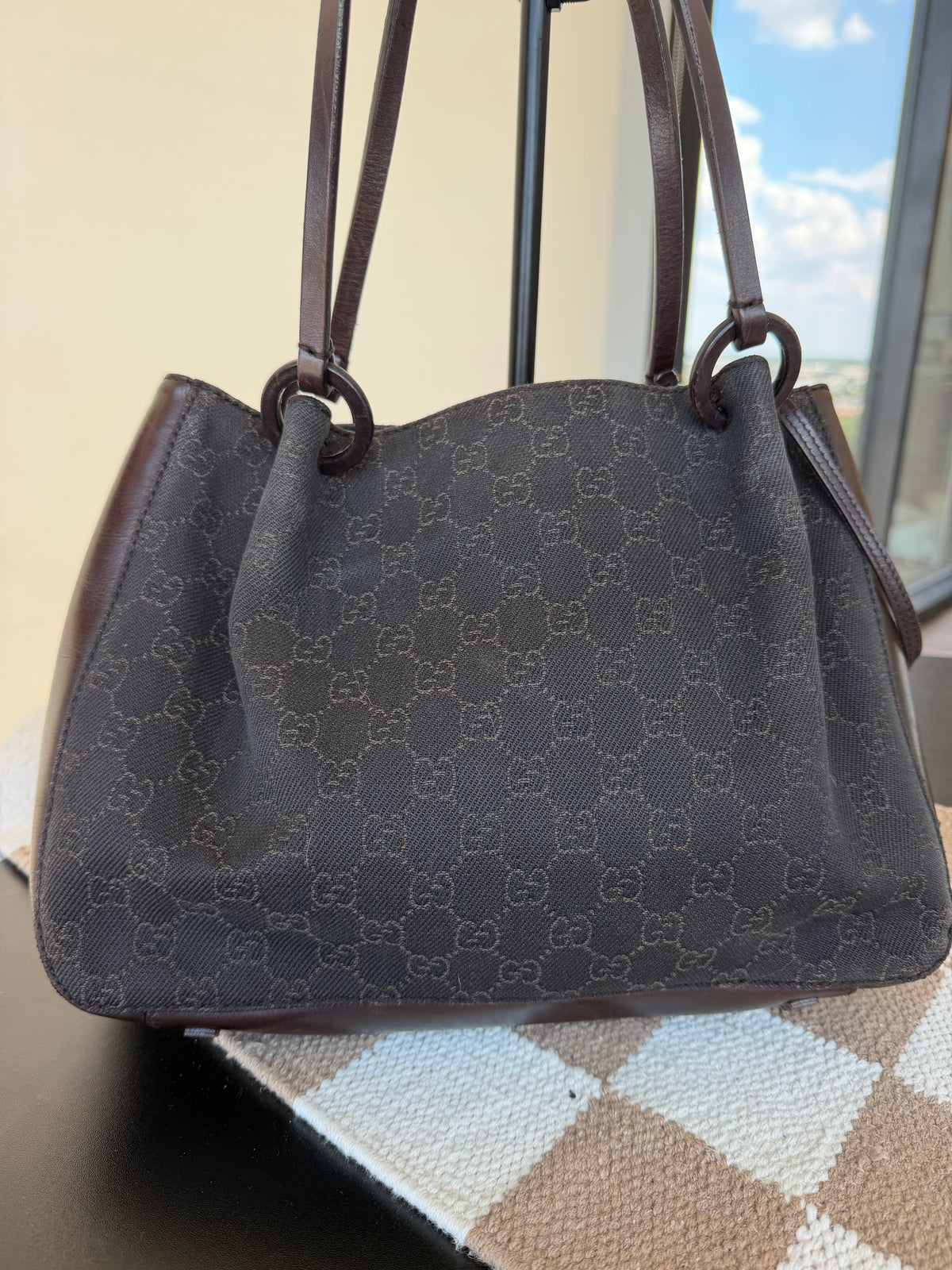 Gucci Vintage GG Monogram Tote w/ Pouch