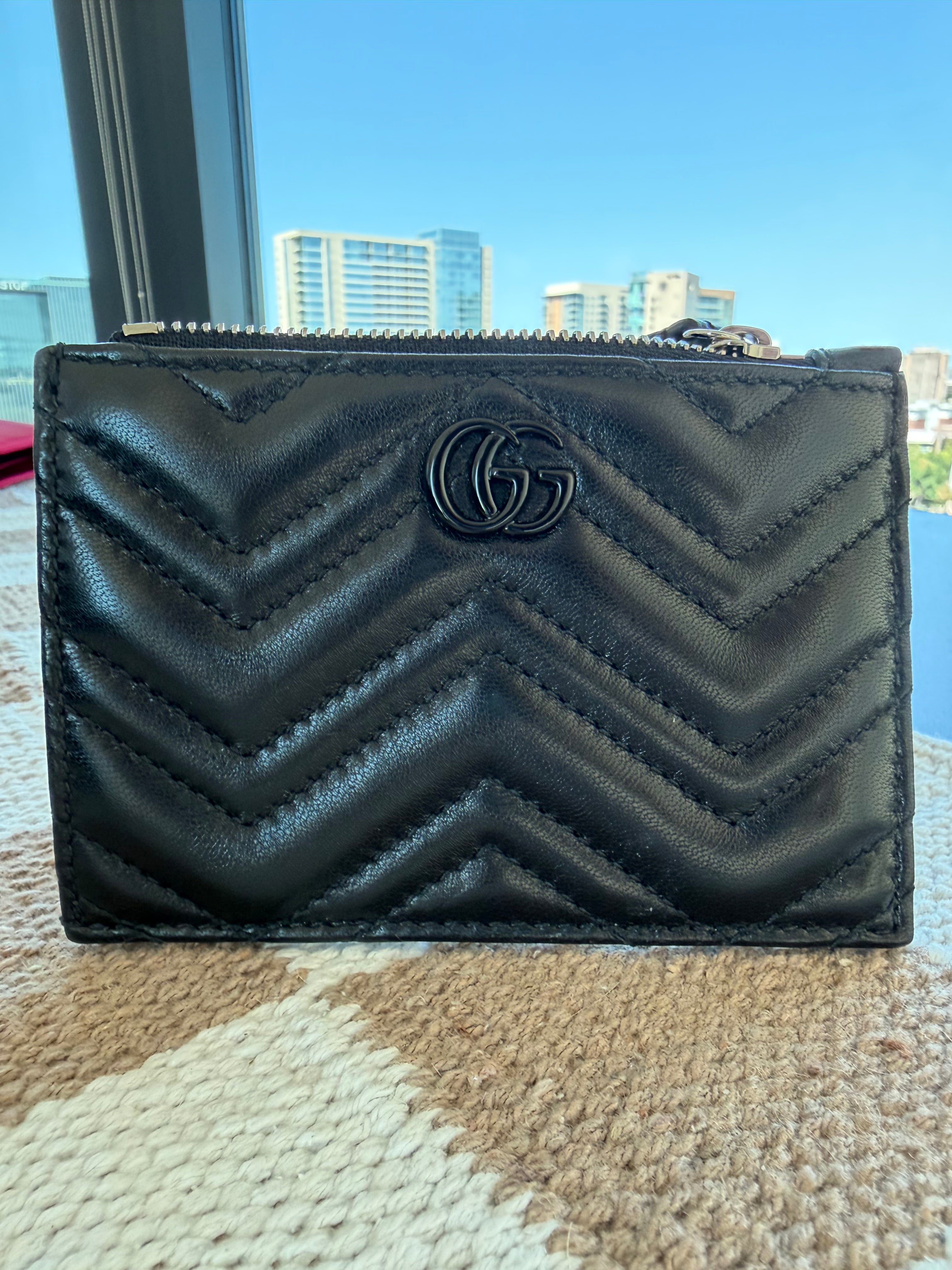 SOLD Gucci GG Marmont Matelassé Zip Card Case - NWT