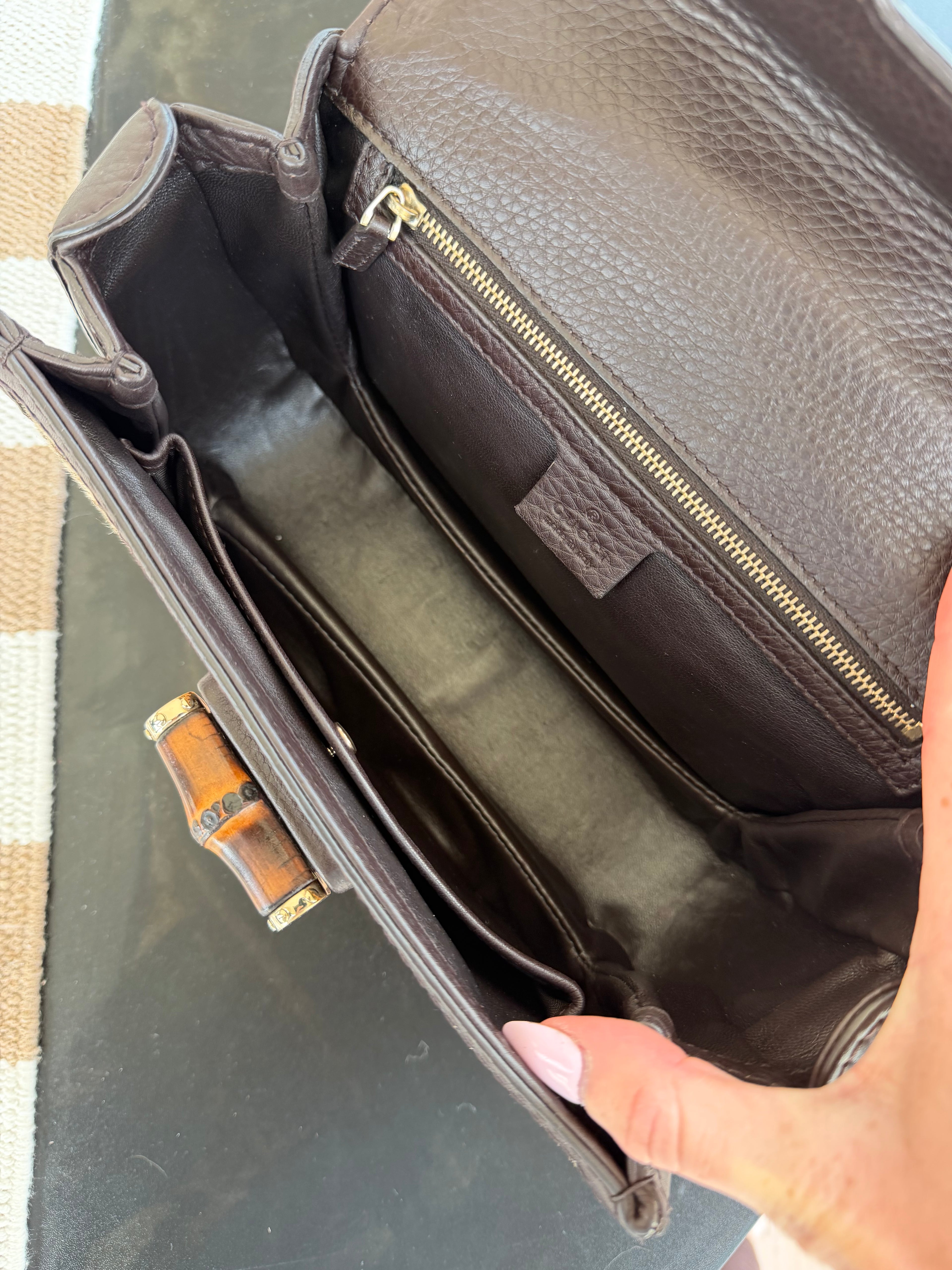 Gucci Pony Hair Bamboo Handle Bag