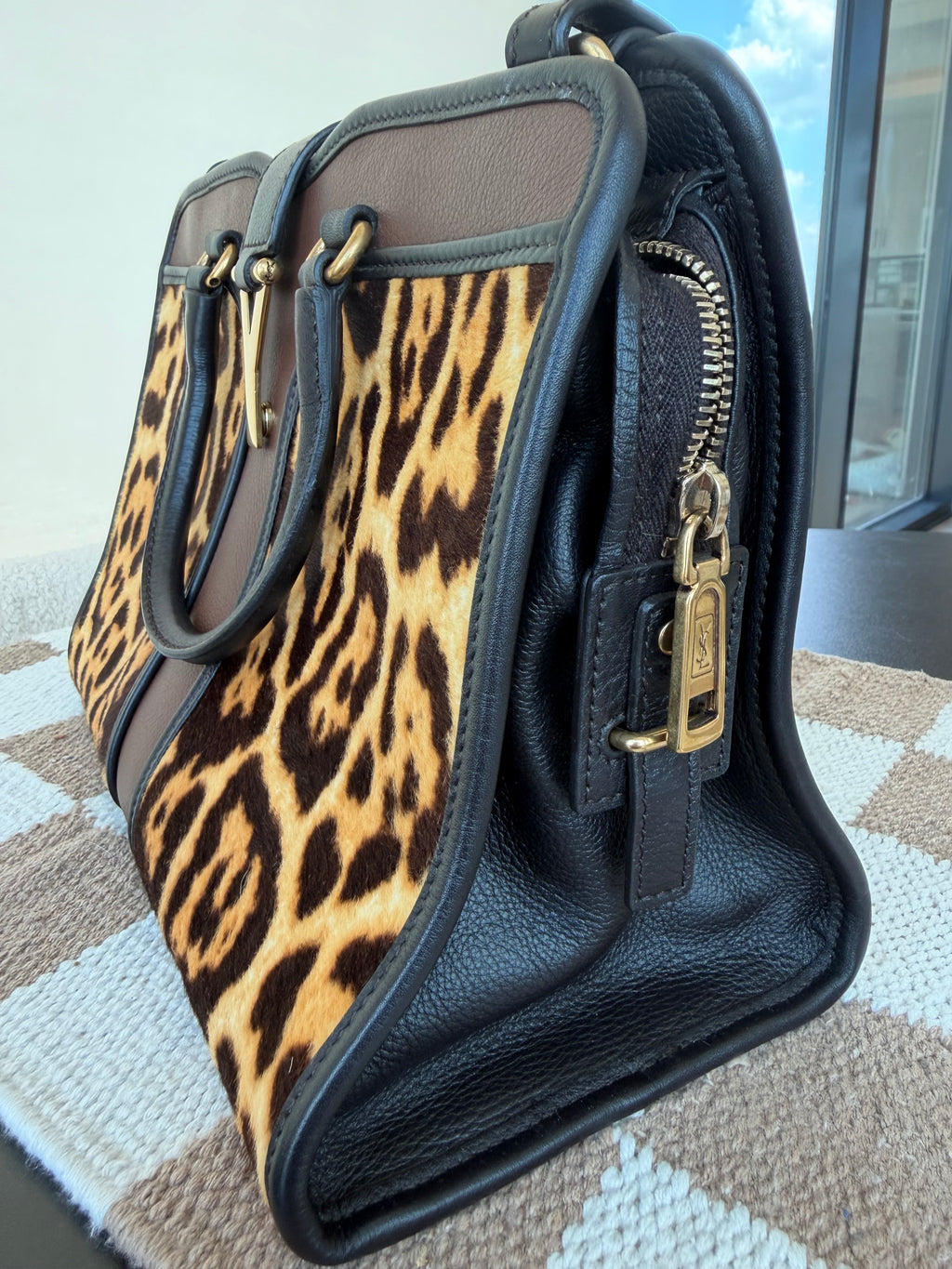 Yves Saint Laurent Leopard Pony Hair Cabas Tote