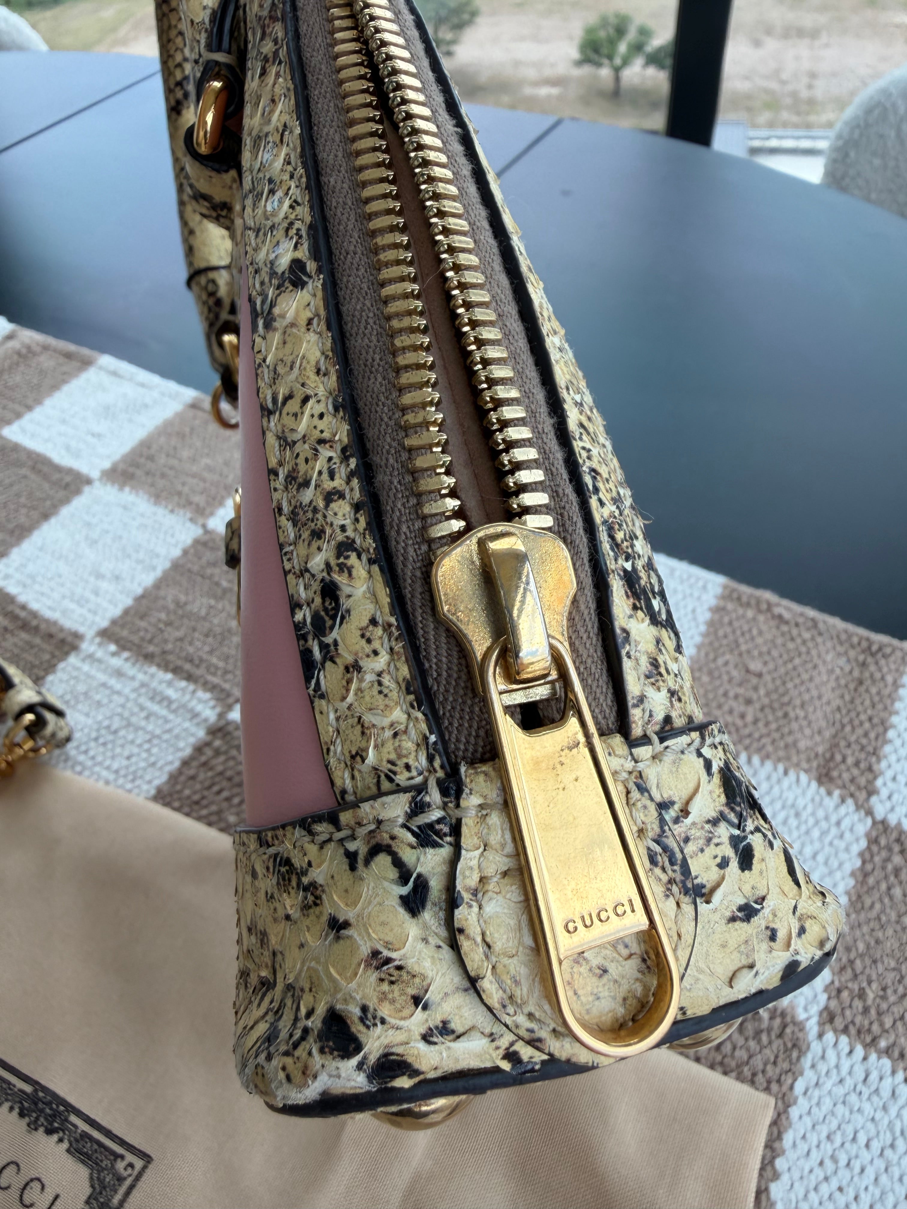 Gucci 1955 Horsebit Top Handle Bag – Limited Edition Python & Pink Leather
