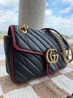 Gucci Vintage Effect Calfskin Matelassé GG Marmont Shoulder Bag