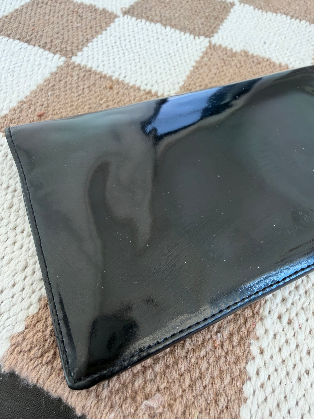 Chanel Black Patent Leather Long Wallet