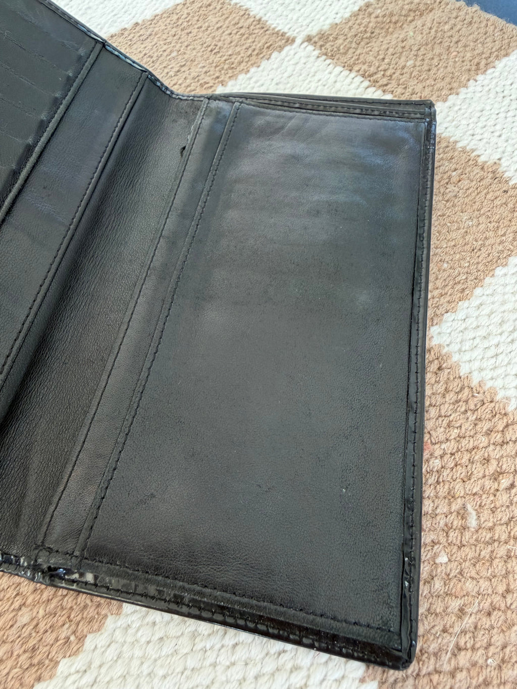 Chanel Black Patent Leather Long Wallet