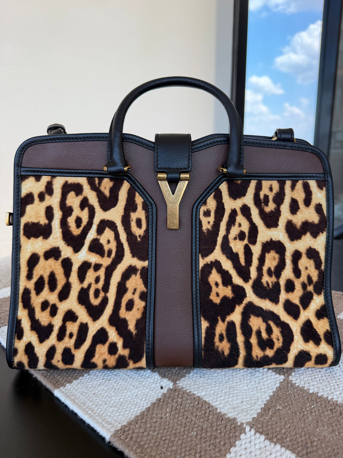 Yves Saint Laurent Leopard Pony Hair Cabas Tote