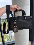 Prada Milano Nylon & Leather Top Handle/ Crossbody Bag