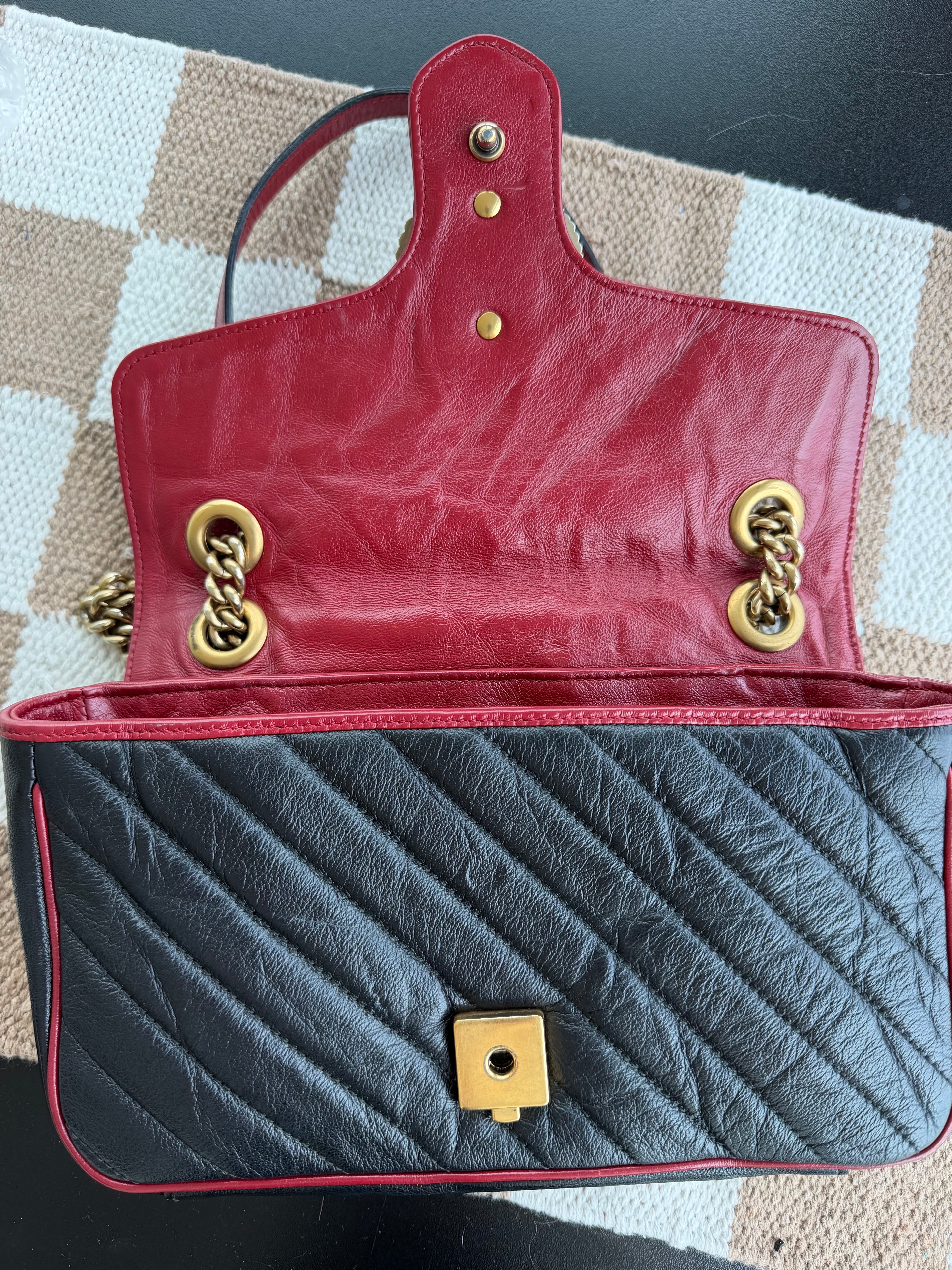 Gucci Vintage Effect Calfskin Matelassé GG Marmont Shoulder Bag