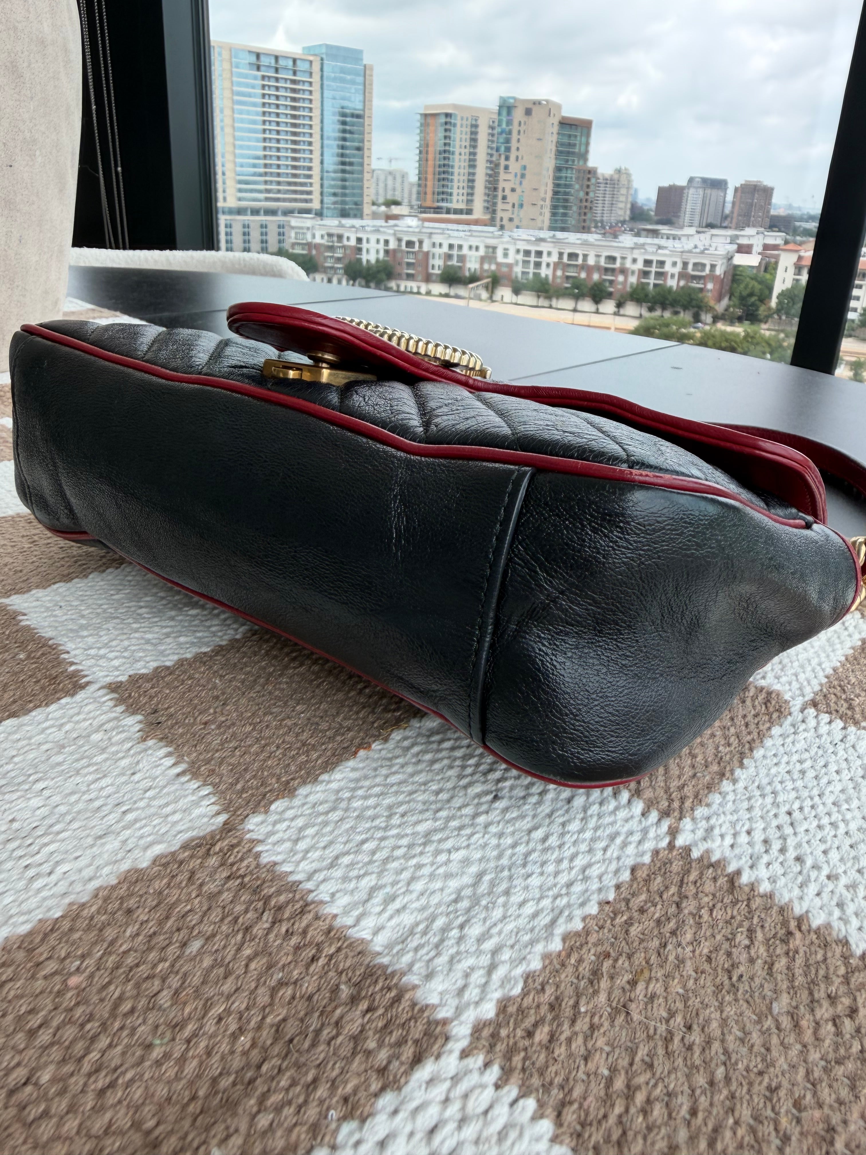 Gucci Vintage Effect Calfskin Matelassé GG Marmont Shoulder Bag