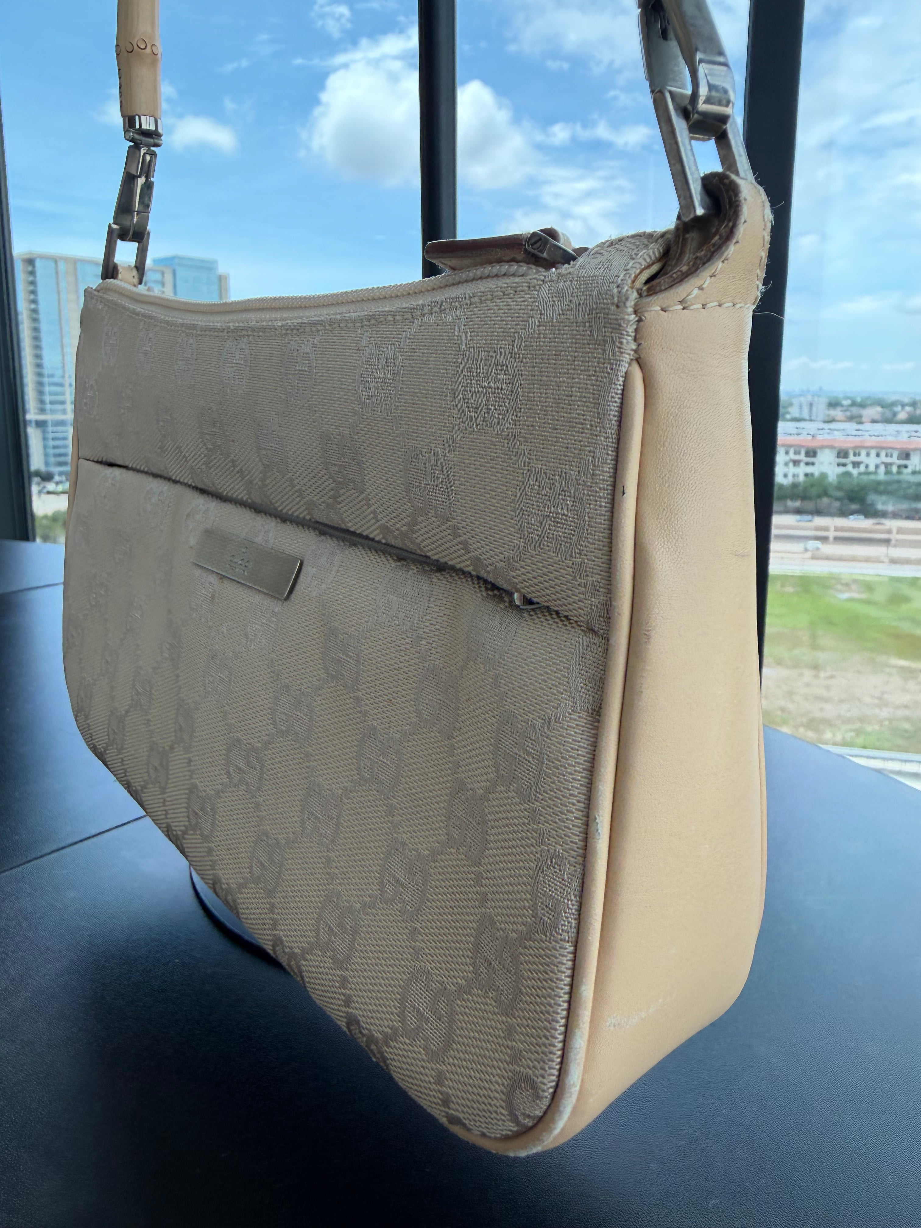SOLD - Gucci Vintage GG Canvas Bamboo Handle