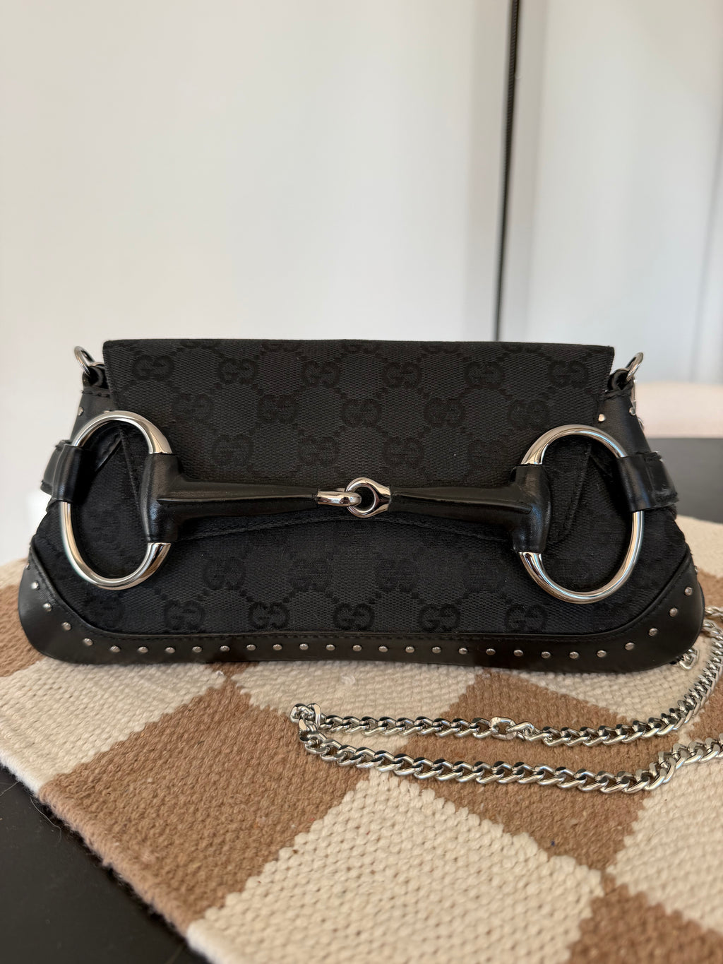 Gucci Horsebit GG Canvas Shoulder Bag