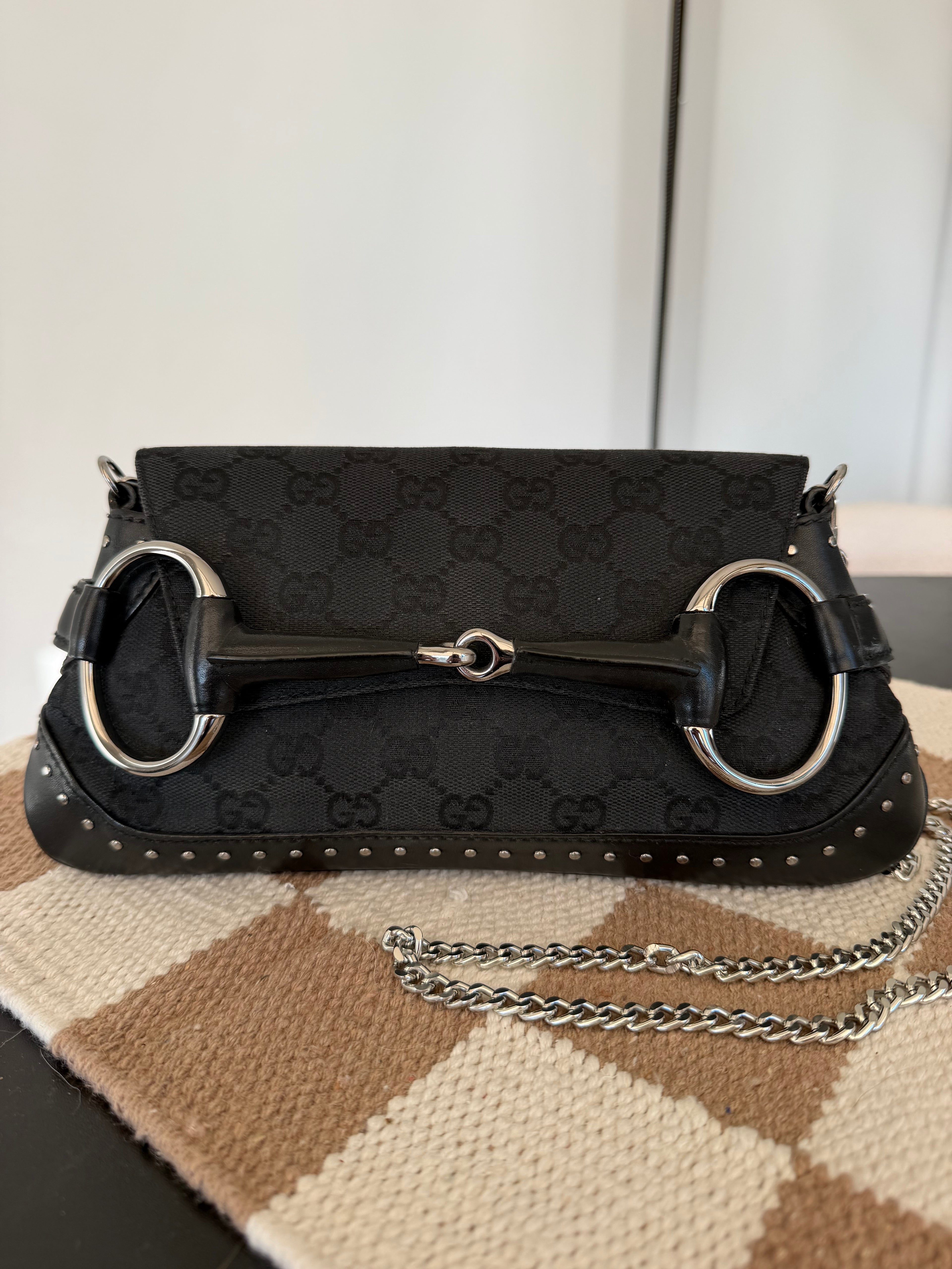 Gucci Horsebit GG Canvas Shoulder Bag