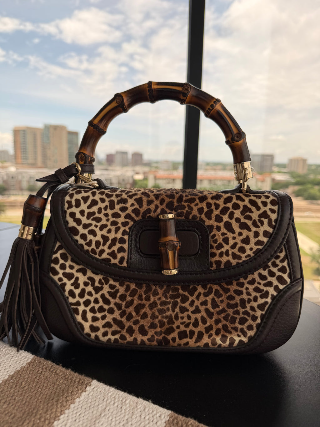 Gucci Pony Hair Bamboo Handle Bag