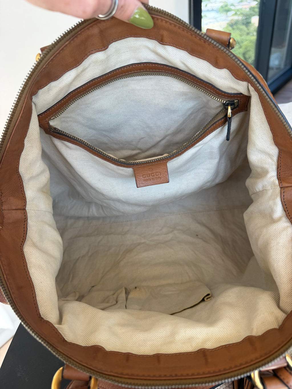 Gucci Raina Medium Tote GG Supreme Canvas Web Strip