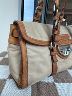 Prada Vintage Tessuto Nylon Vitello Foldover Satchel