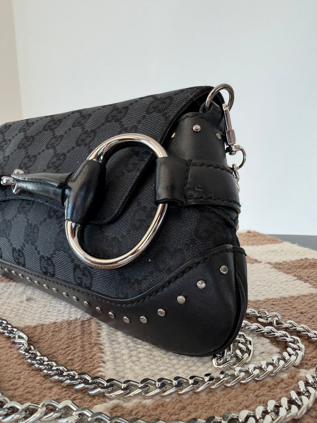 Gucci Horsebit GG Canvas Shoulder Bag