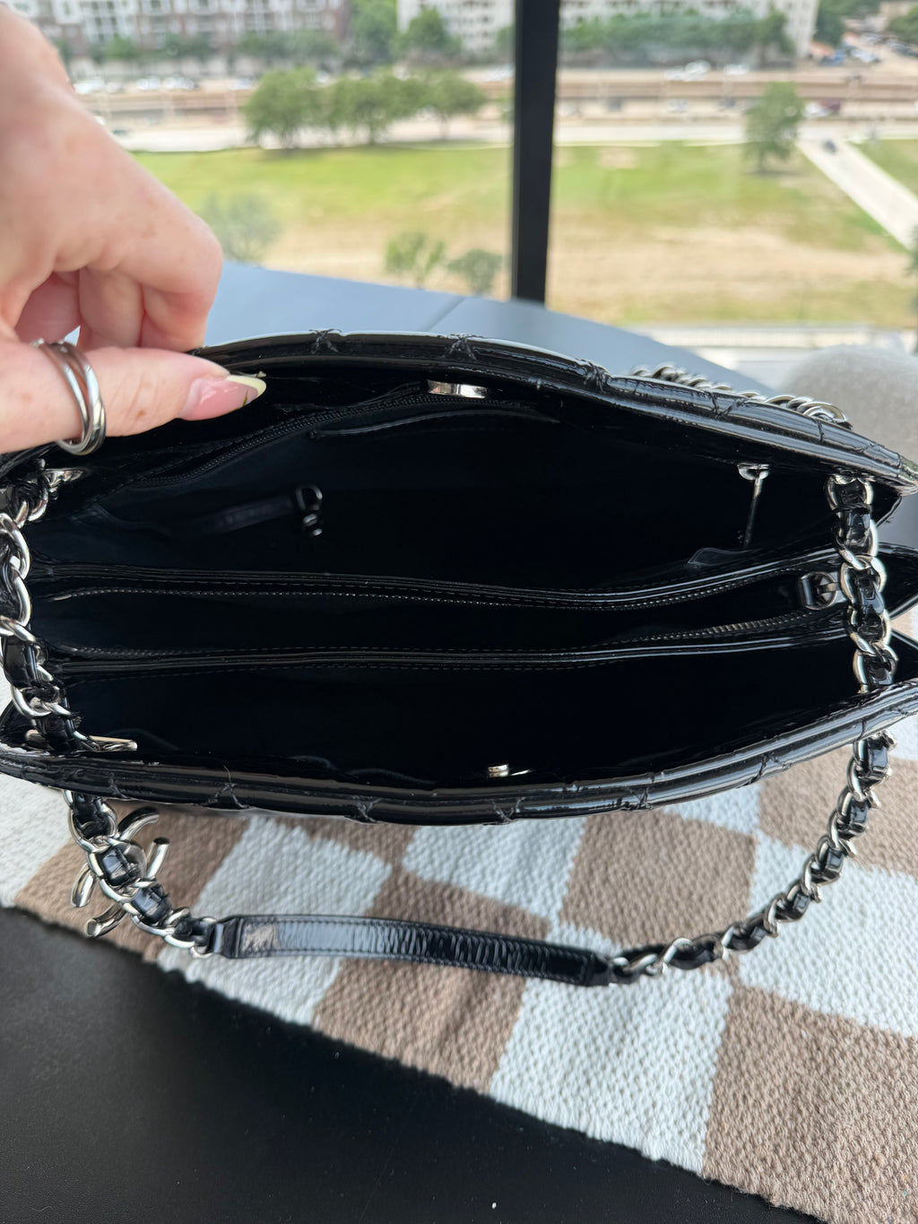 SOLD - Chanel Mademoiselle Patent Leather Tote