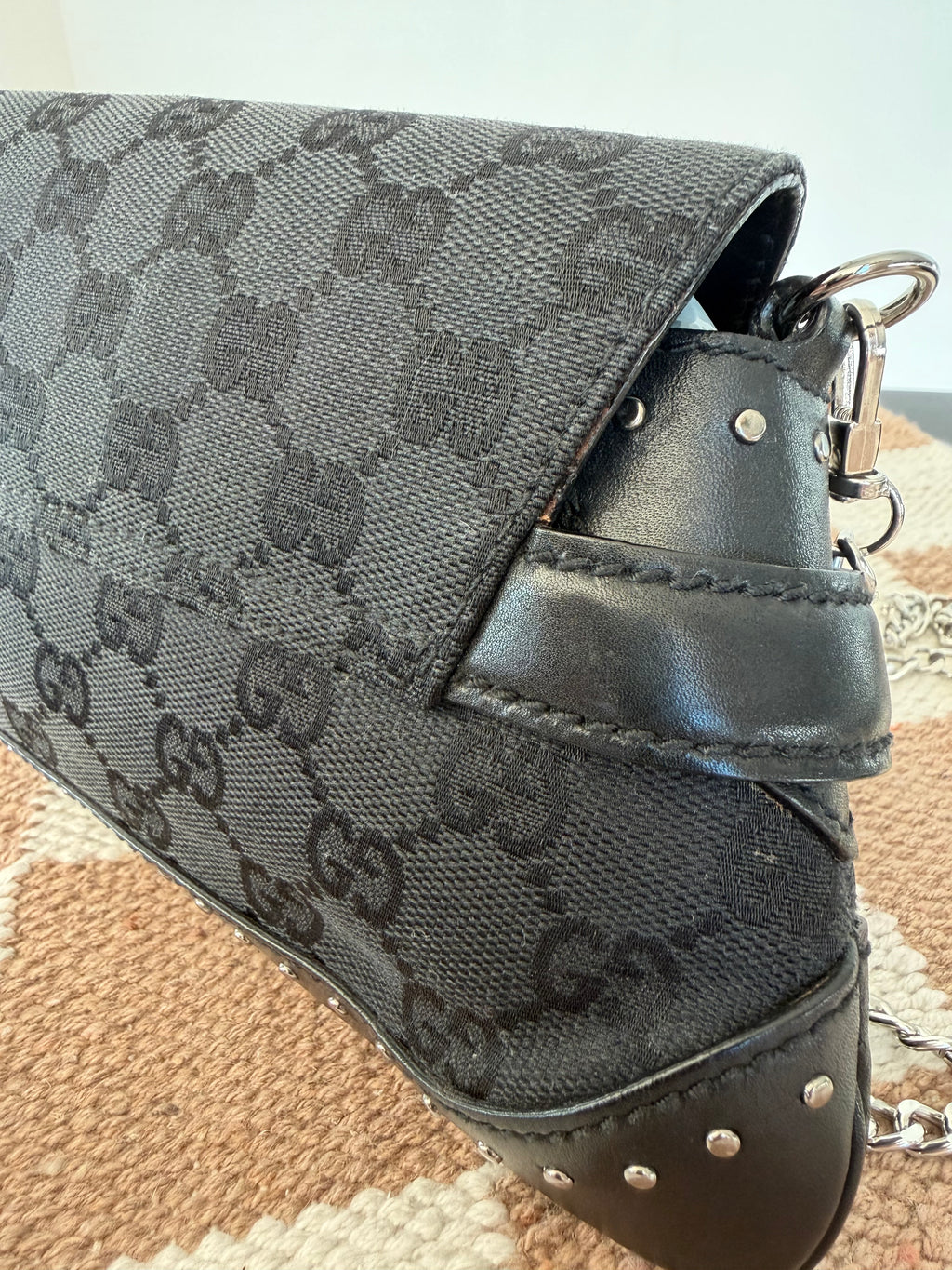 Gucci Horsebit GG Canvas Shoulder Bag