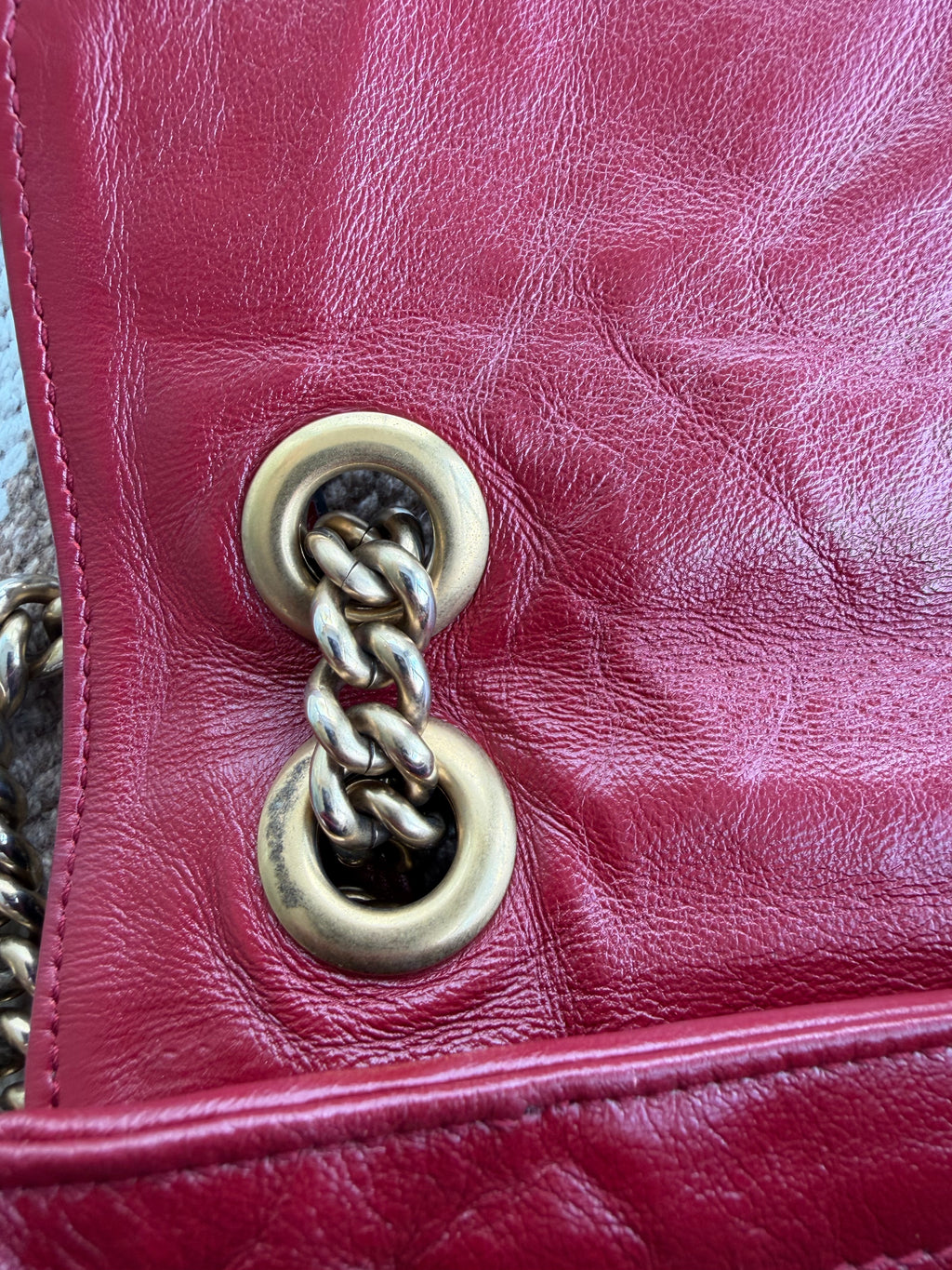 Gucci Vintage Effect Calfskin Matelassé GG Marmont Shoulder Bag